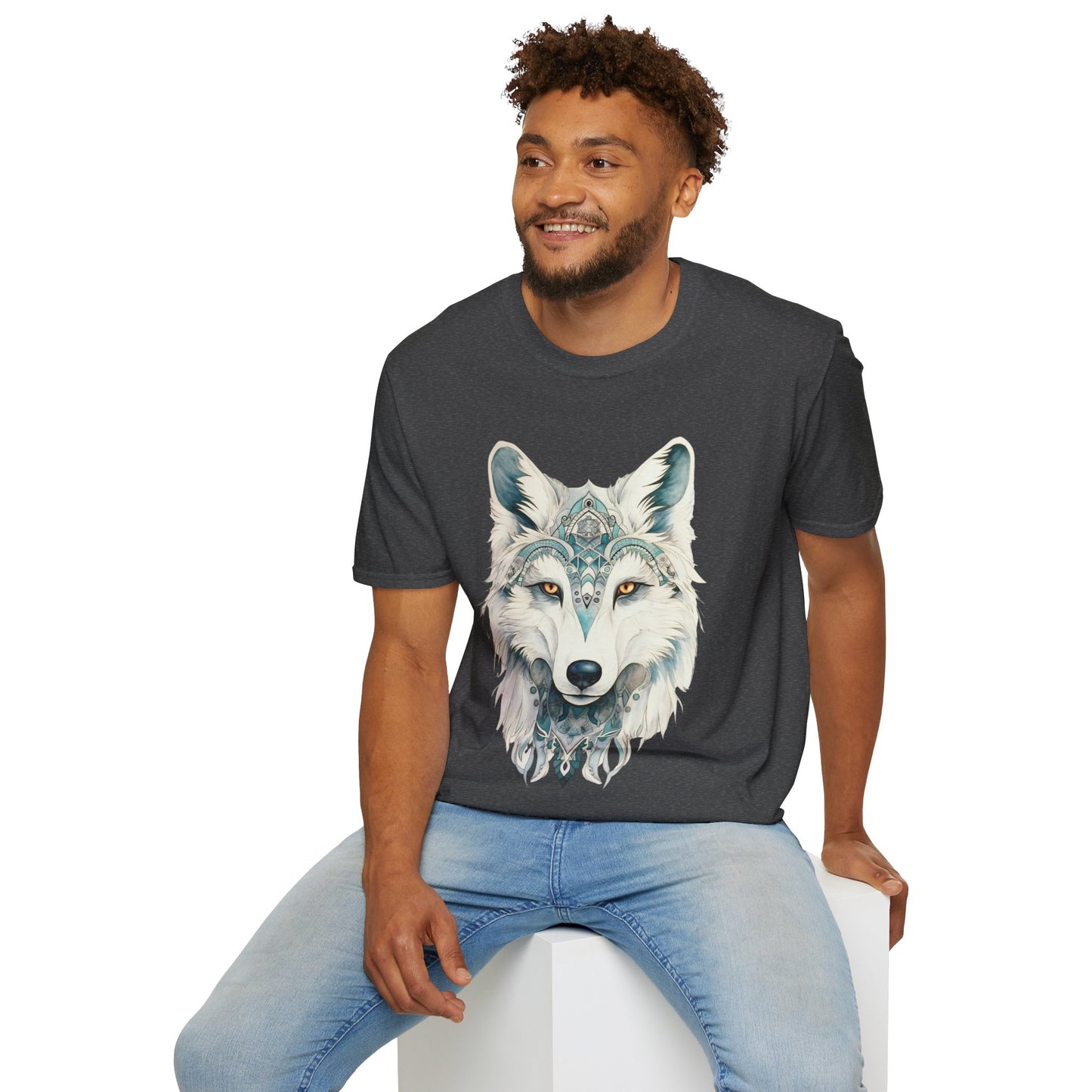 Snow Wolf, White Wolf Shirt, Lone Wolf Gift Unisex Tee Shirt, T-Shirt Wolf Totem Spirit Medicine Softstyle T-Shirt Tee Teeshirt