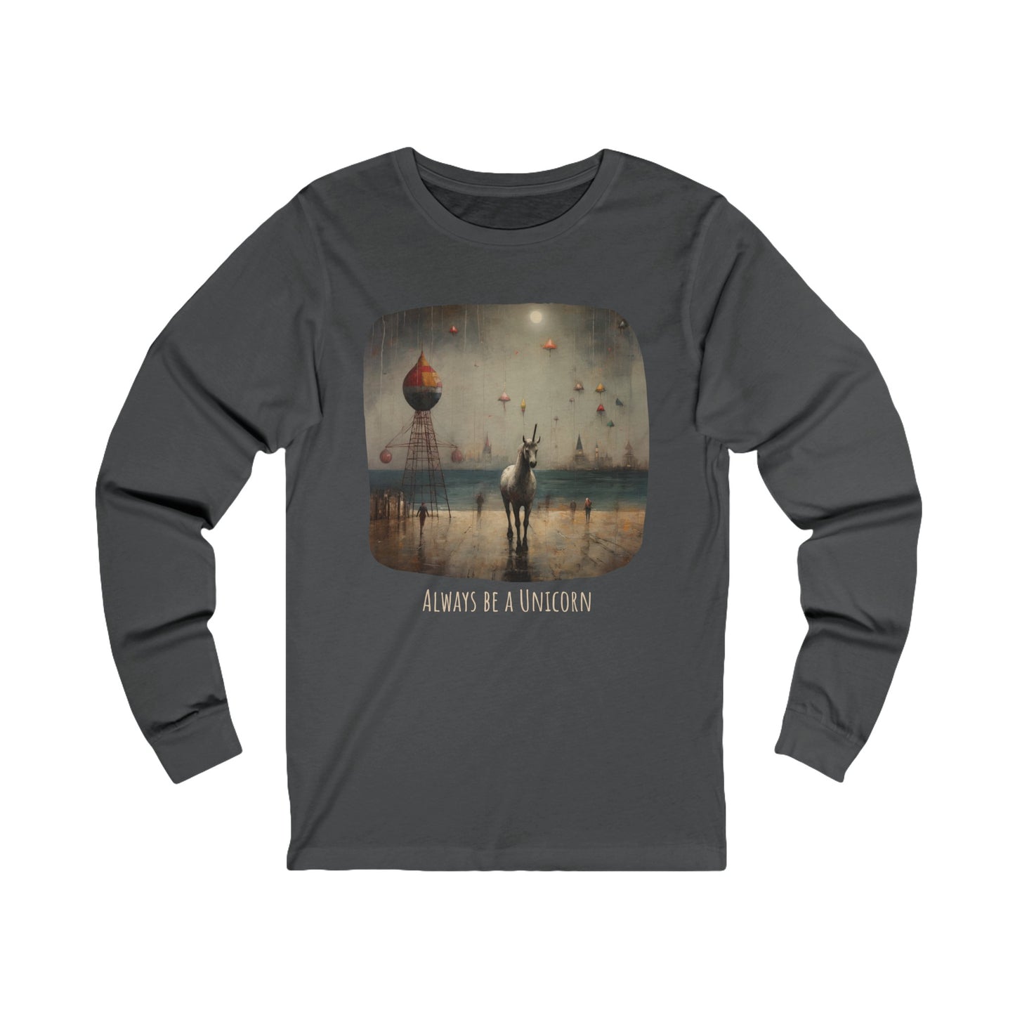 'Always Be a Unicorn,' Unicorn Long Sleeve Shirt Unicorn on a Pier Gift Unisex Jersey Long Sleeve Tee Shirt, T-Shirt