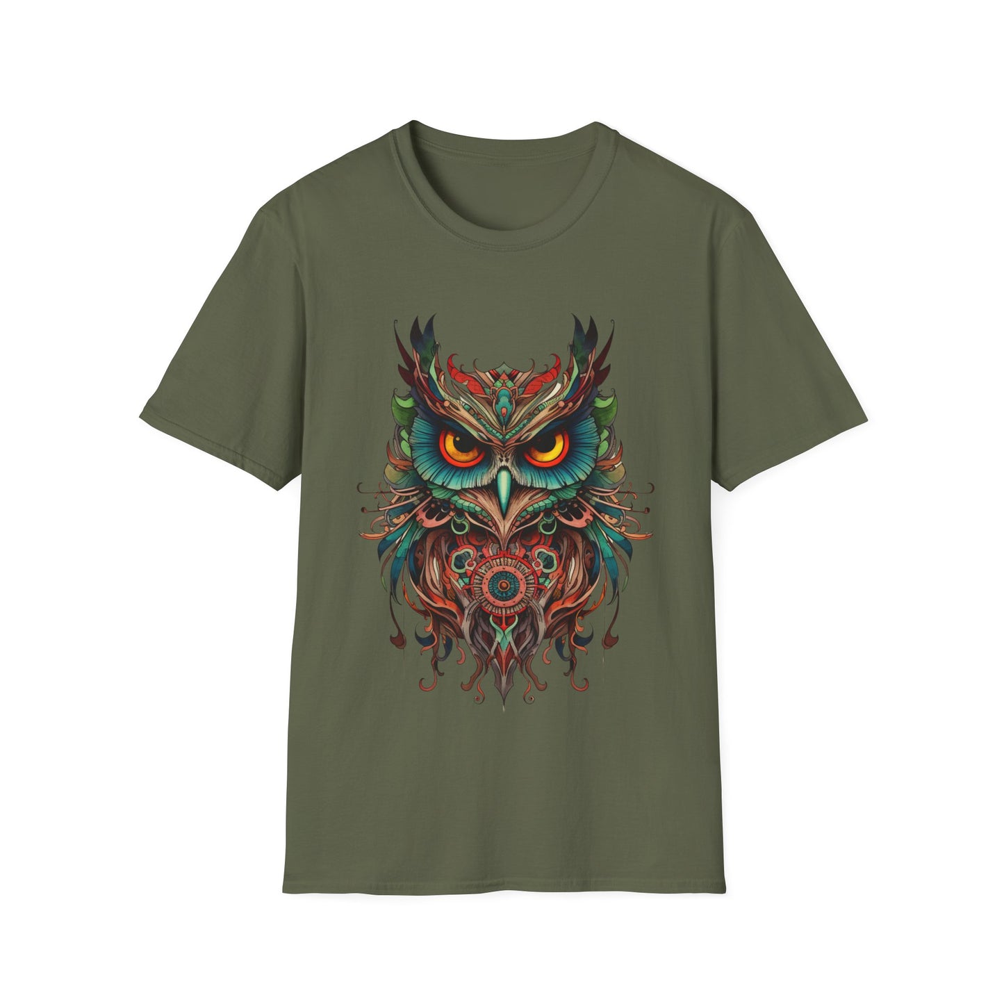 Jeweled Tone Owl, Owl Shirt, Barn Steampunk Owl Unisex Tee Shirt, T-Shirt Softstyle T-Shirt Tee Teeshirt