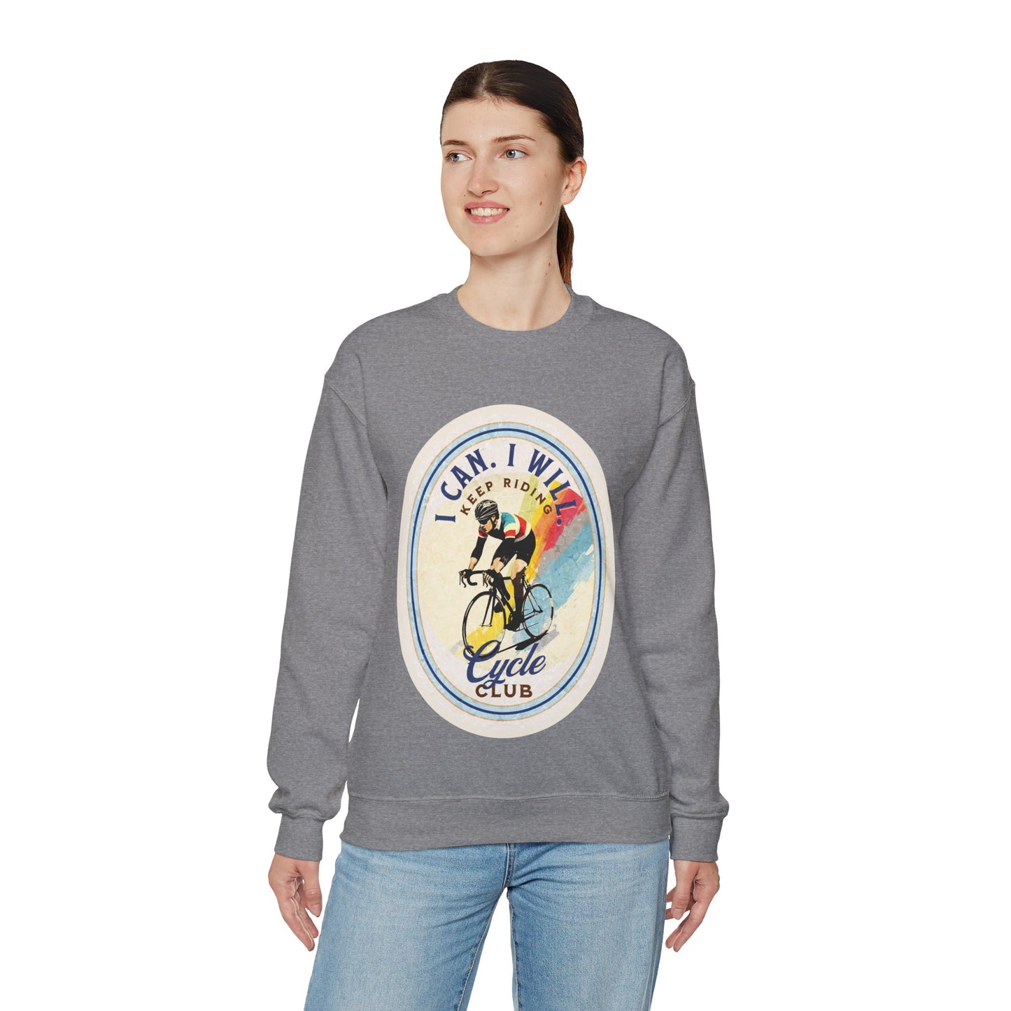 Cycle Club. I Can I Will Bicycle Gift Cycling Lovers Gift - Inspirational Unisex Long Sleeve Jersey Cotton Shirt Mens Women's Sweatshirt Sweat Shirt
