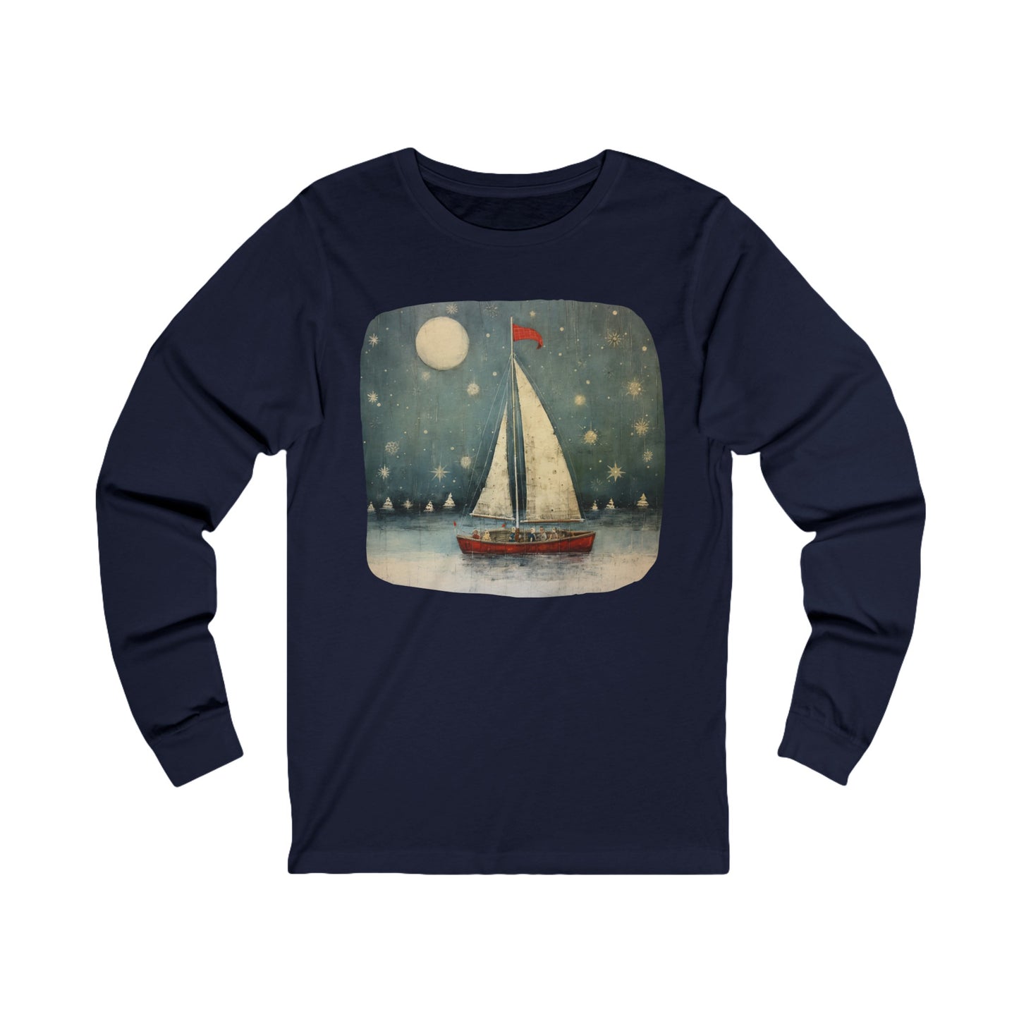 Nautical Sailing NIght Sailing Long Sleeve Shirt Sailor Gift Unisex Jersey Long Sleeve Tee Shirt, T-Shirt, Boat, Florida Holiday