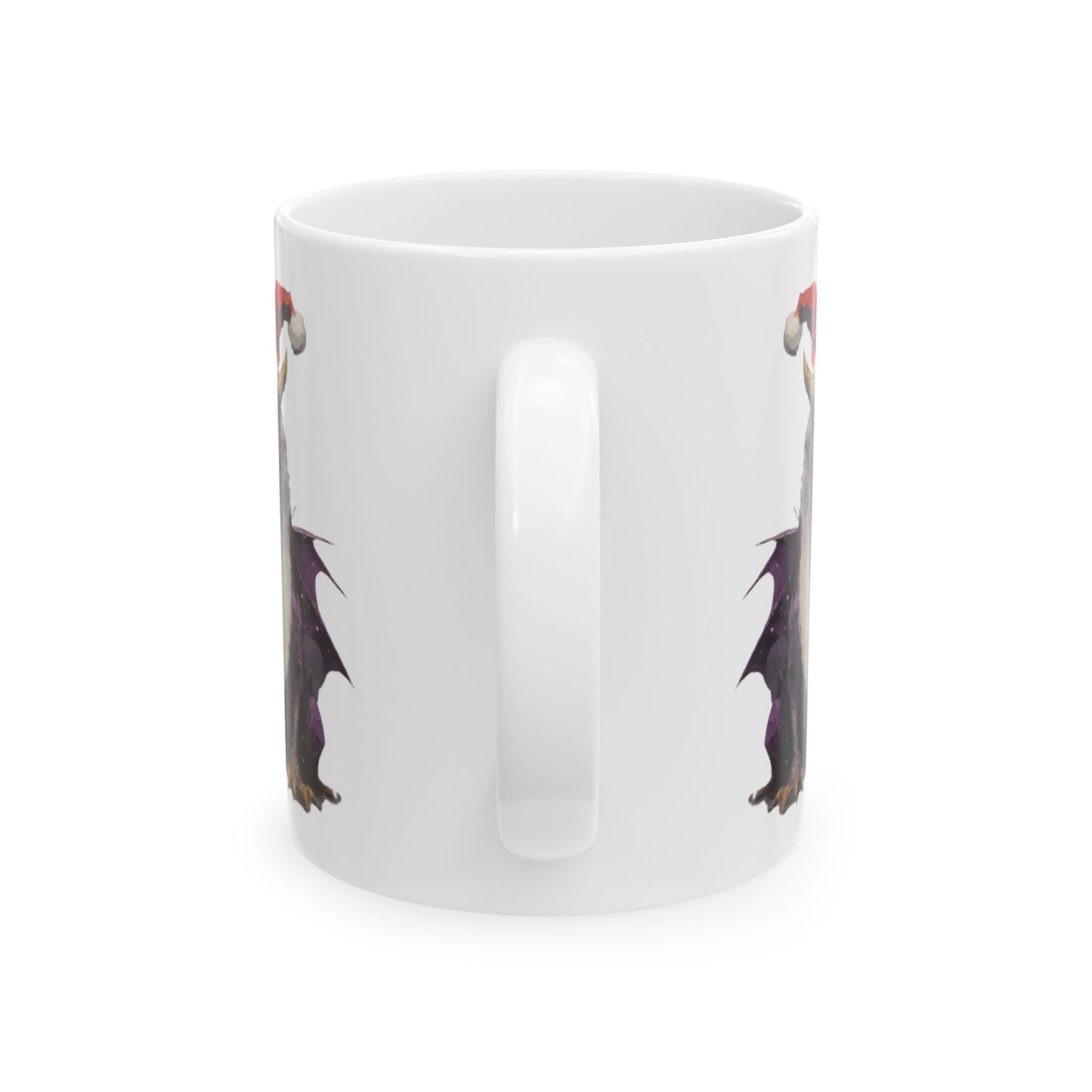 Purple Christmas Dragons Mug, Magical Dragon Christmas Gift - Printed Art, Christmas Family Ceramic Mug 11oz Colorful Kids Dragon in Santa