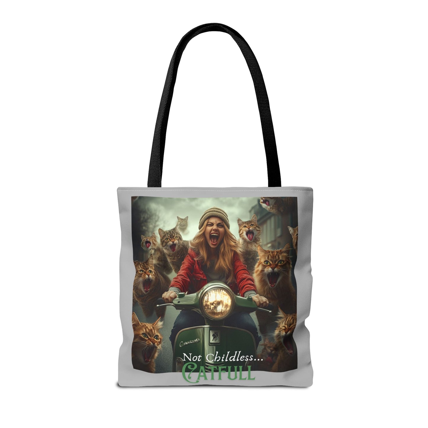 "Not Childless... Catfull" Cat Lady Tote Bag Childless Cat Lady Tote Bag (AOP)