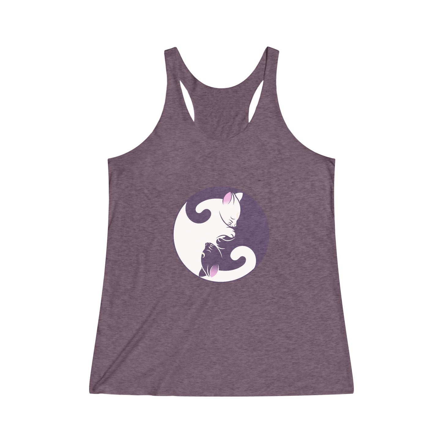 Yin Yang Cats, Sleeping Cats, Symbol Graphic Tee Shirt, Women's Yoga Shirt, Athletic Racerback Tank Top Shirt