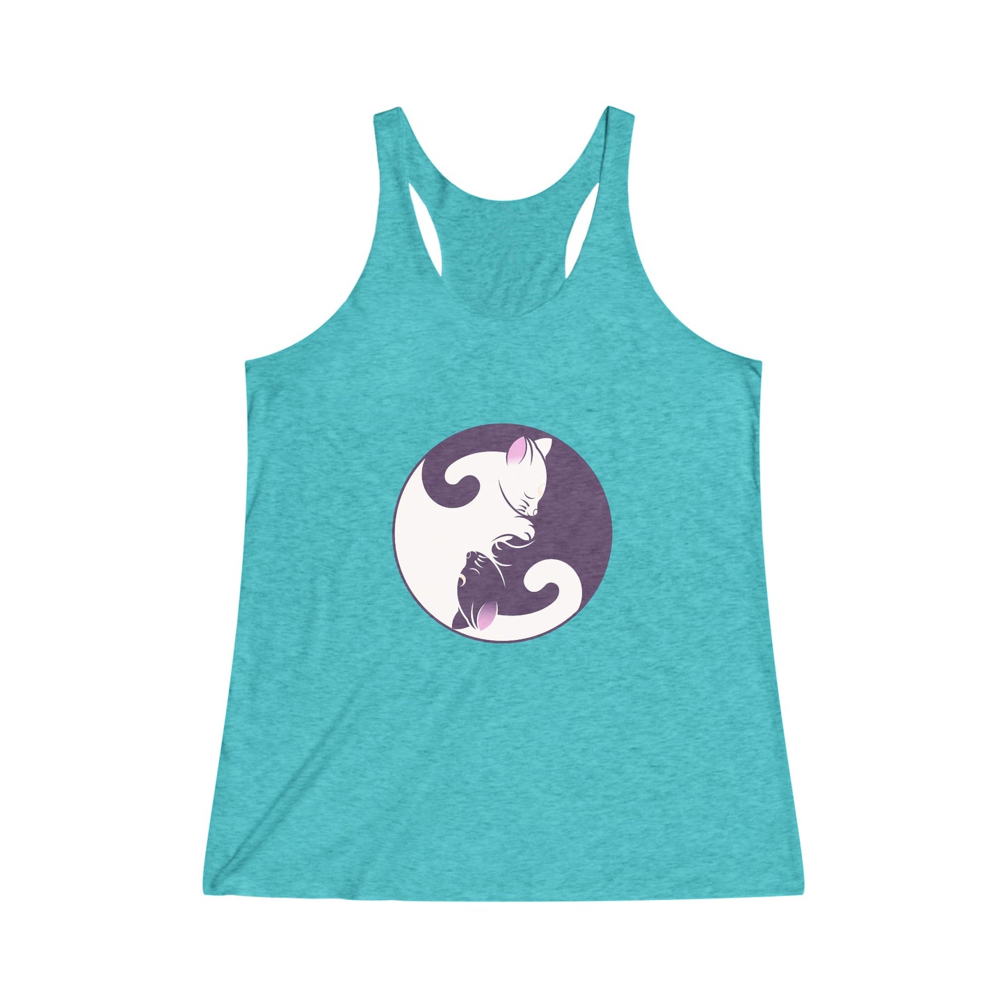 Yin Yang Cats, Sleeping Cats, Symbol Graphic Tee Shirt, Women's Yoga Shirt, Athletic Racerback Tank Top Shirt