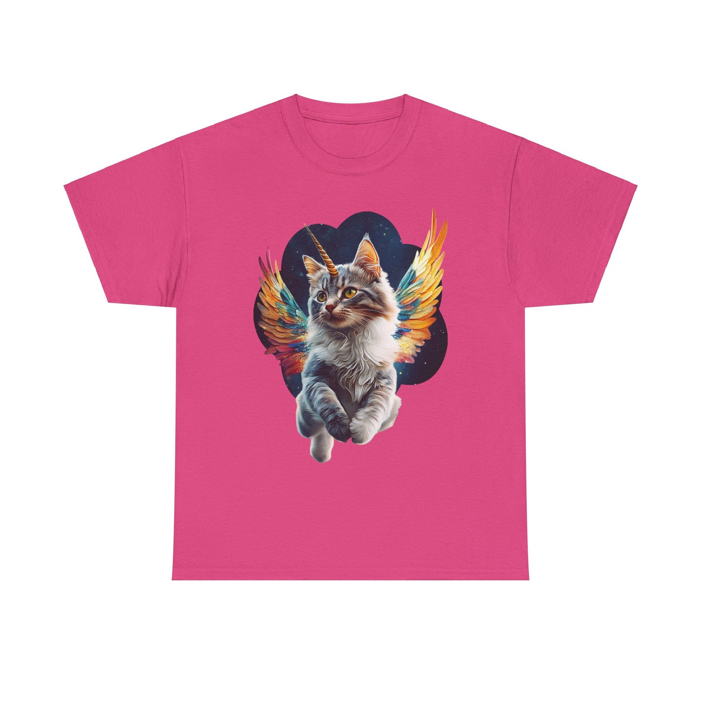 Unicorn Angel Cat, Cat Memorial Unicorn Angel Cat with Angel Wings Graphic Tee- Cat Gift Unisex Heavy Cotton Tee T-Shirt