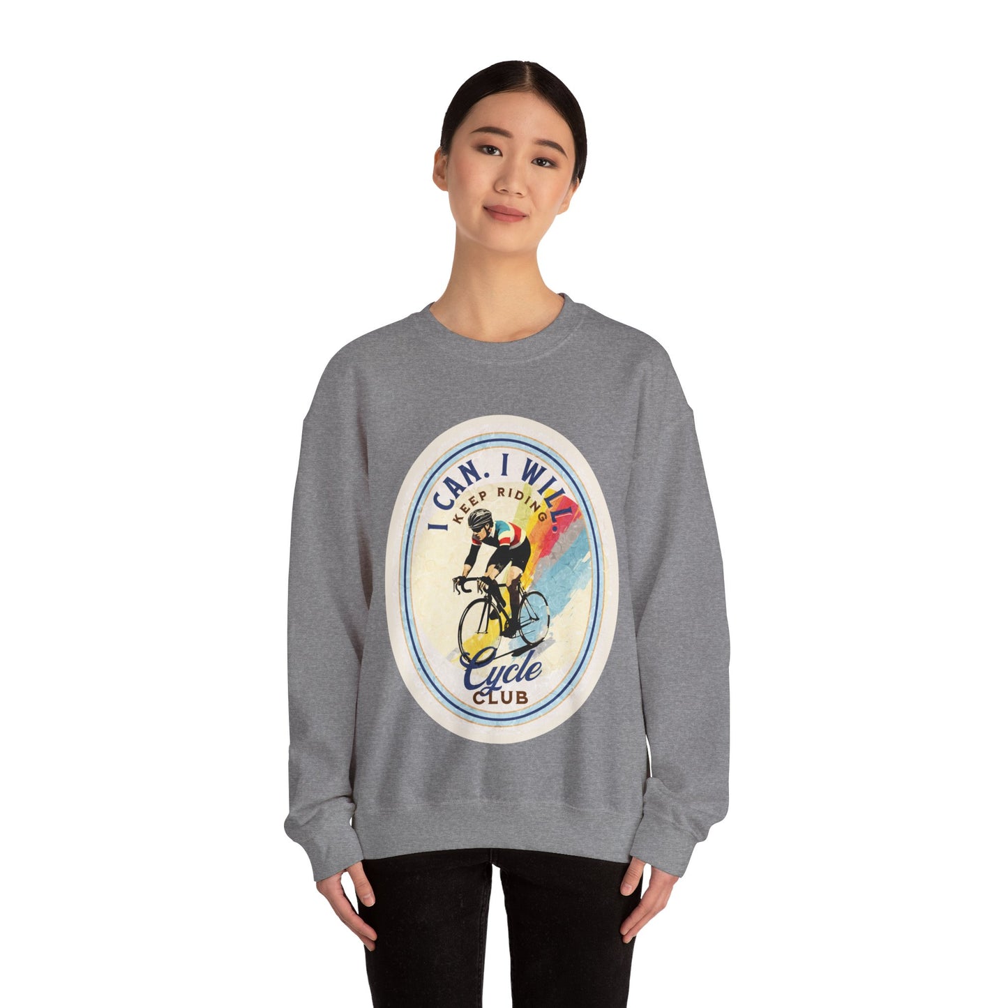 Cycle Club. I Can I Will Bicycle Gift Cycling Lovers Gift - Inspirational Unisex Long Sleeve Jersey Cotton Shirt Mens Women's Sweatshirt Sweat Shirt
