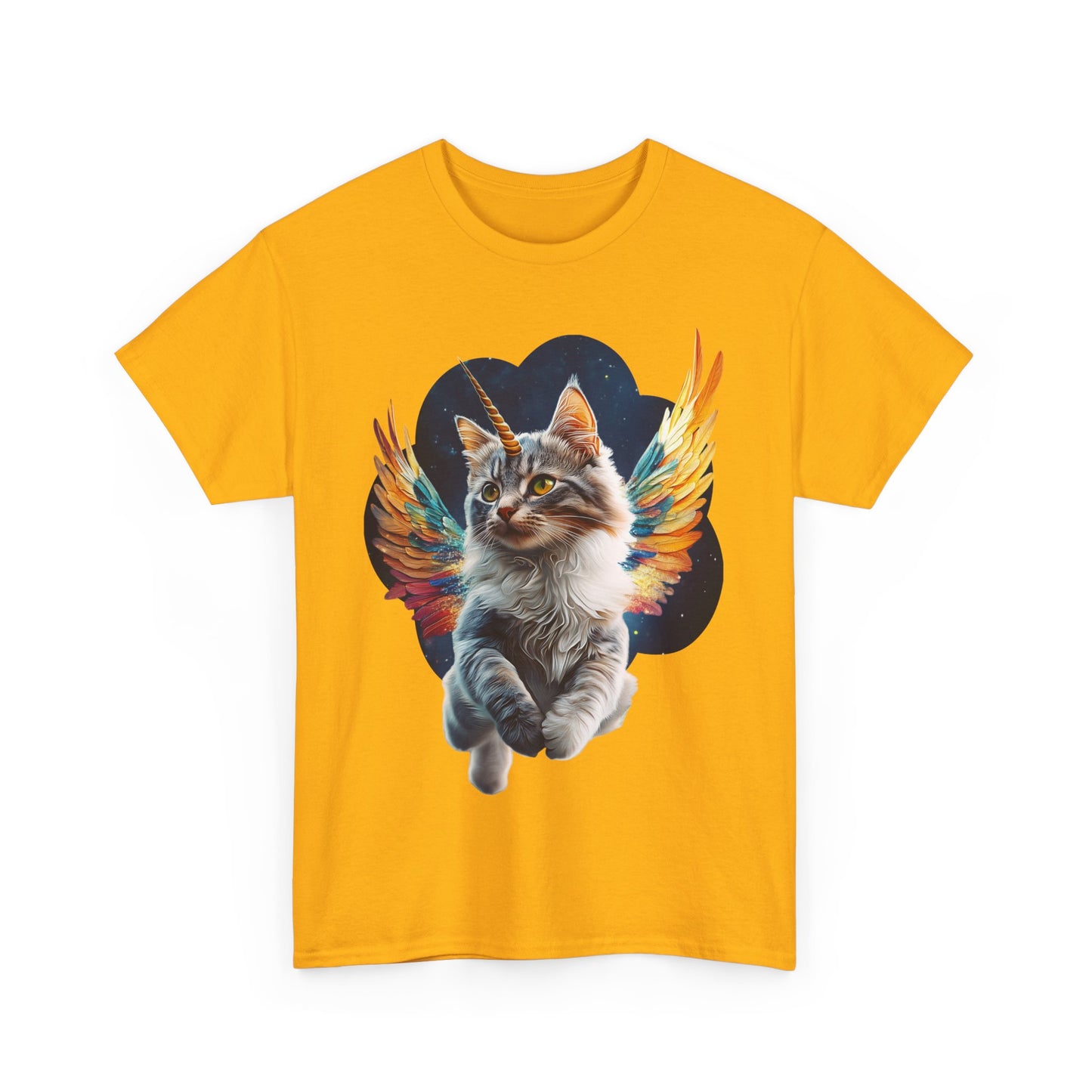 Unicorn Angel Cat, Cat Memorial Unicorn Angel Cat with Angel Wings Graphic Tee- Cat Gift Unisex Heavy Cotton Tee T-Shirt