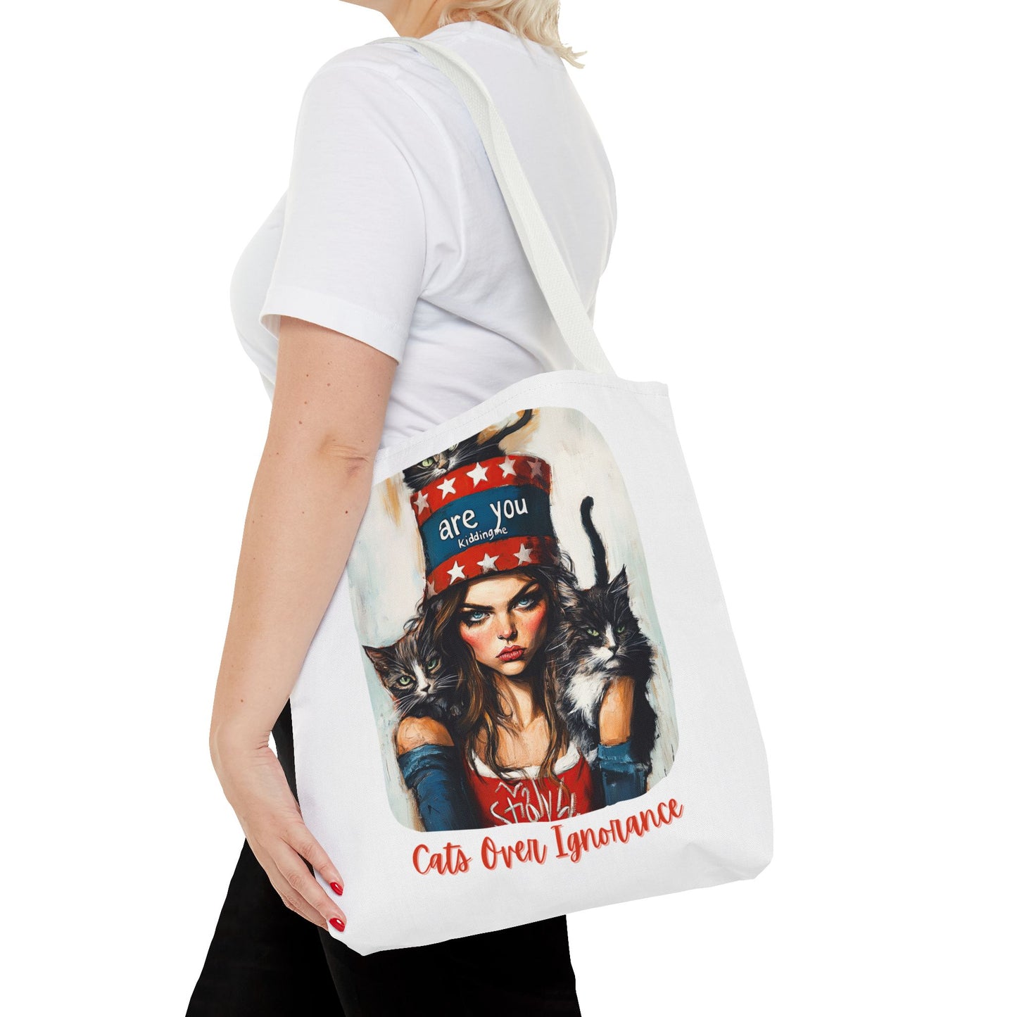 "Cats Over Ignorance" Childless Cat Lady Tote Bag (AOP)