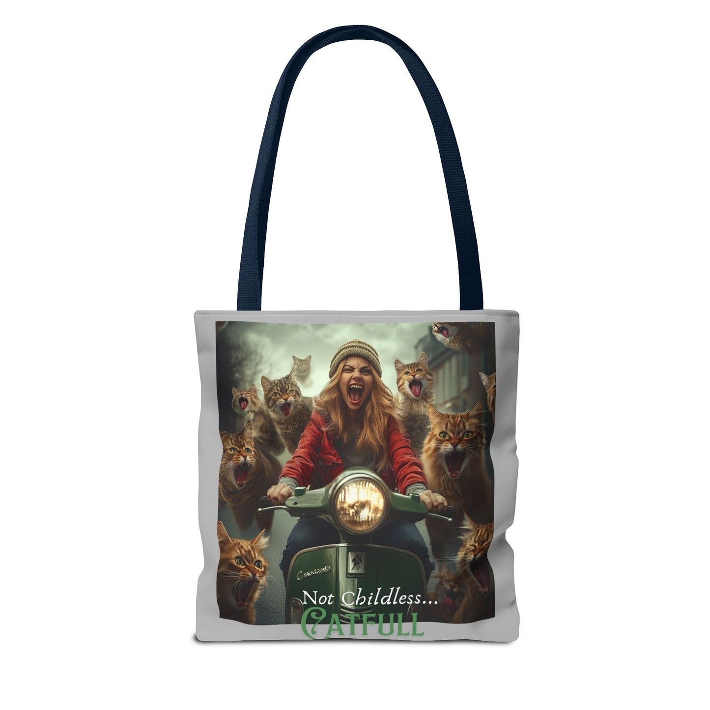 "Not Childless... Catfull" Cat Lady Tote Bag Childless Cat Lady Tote Bag (AOP)