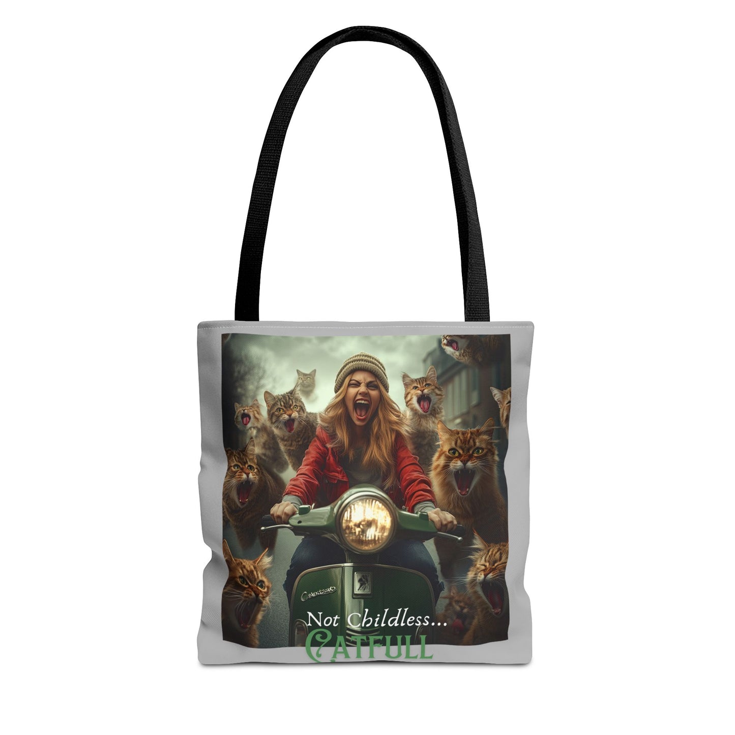 "Not Childless... Catfull" Cat Lady Tote Bag Childless Cat Lady Tote Bag (AOP)