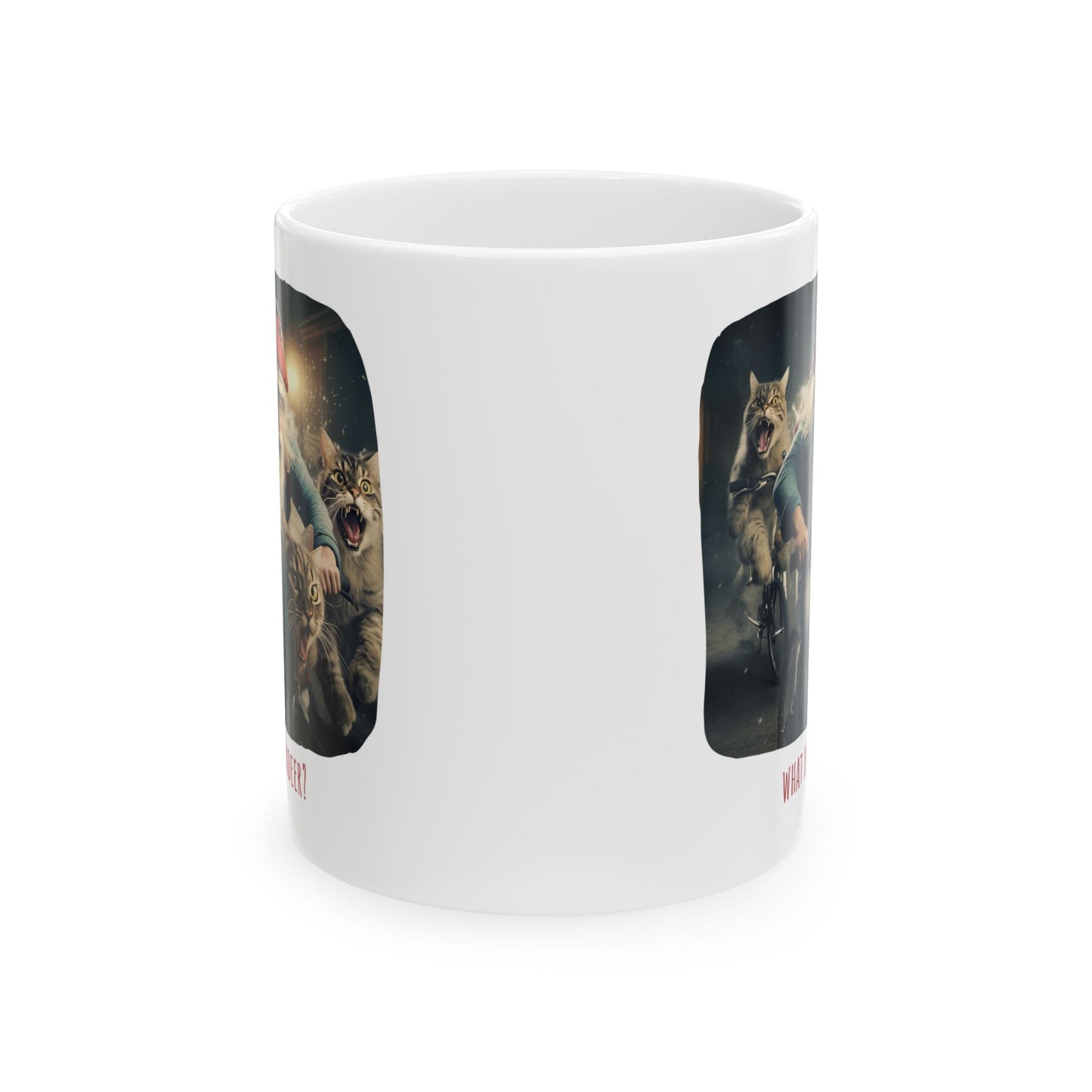 What Reindeer? Crazy Cat Man, Cat Santa Fun Cat Christmas Gift Mug, Cat Lover Enthusiast Printed Ceramic Mug 11oz