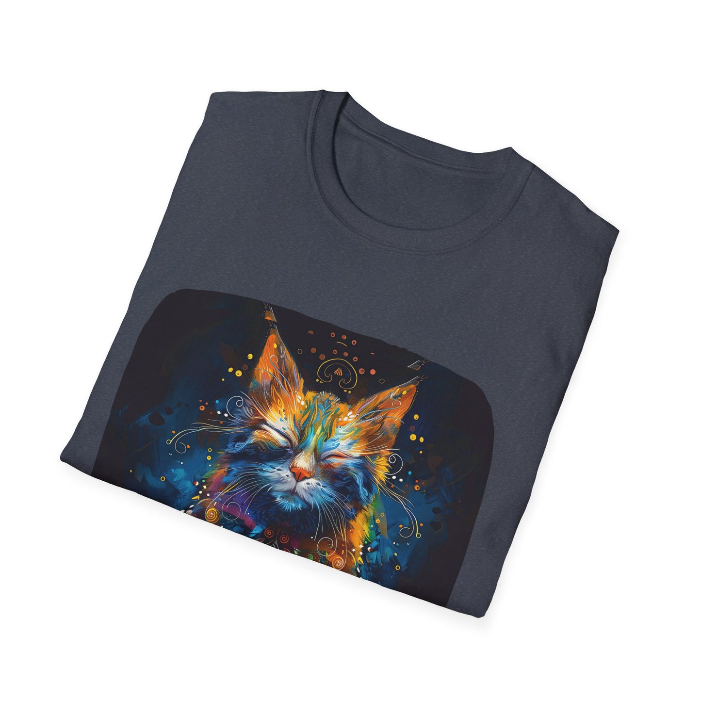 Mani Padme Meow (Version 2) - Meditating Cat Shirt, Cat Lover's Graphic Tee Graphic Unisex T- Shirt, T-Shirt Cat Lovers Gift Softstyle T-Shirt Tee Teeshirt Stylized Cat