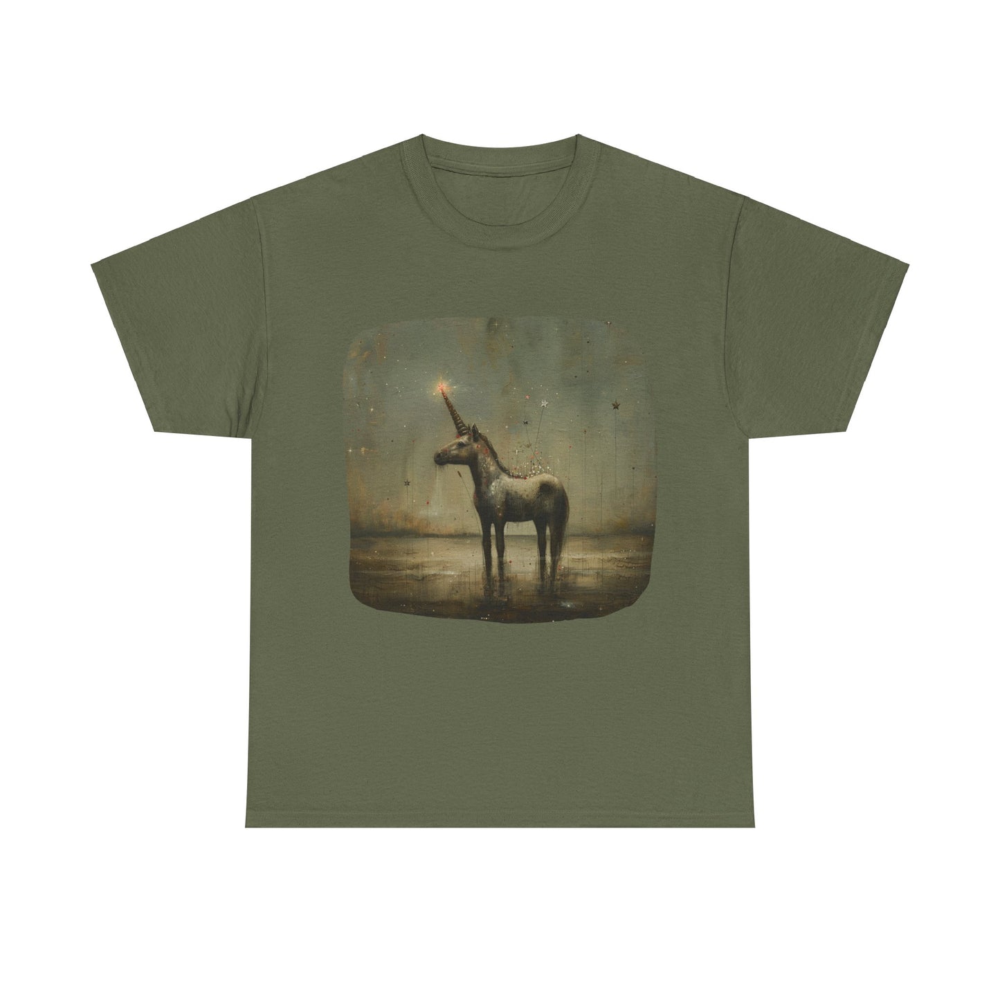 Dark Candlelit Unicorn Streetwear Unicorn Graphic T Tee - Unicorn Lovers Unisex Heavy Cotton Tee T-Shirt