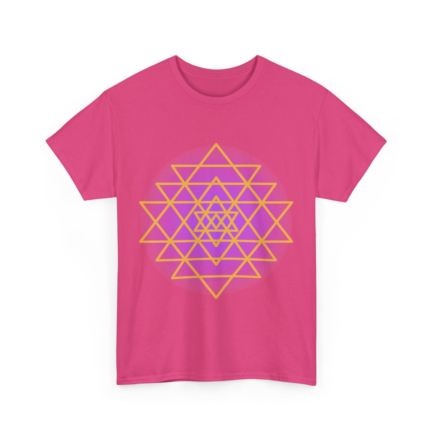 Sacred Geometry Sri Yantra, Purple Glow, Shree Yantra, Shri Chakra Nava Chakra Shirt - Graphic Tee - Yoga, Zen, Hindu Gifts Unisex Heavy Cotton Graphic Tee T-Shirt