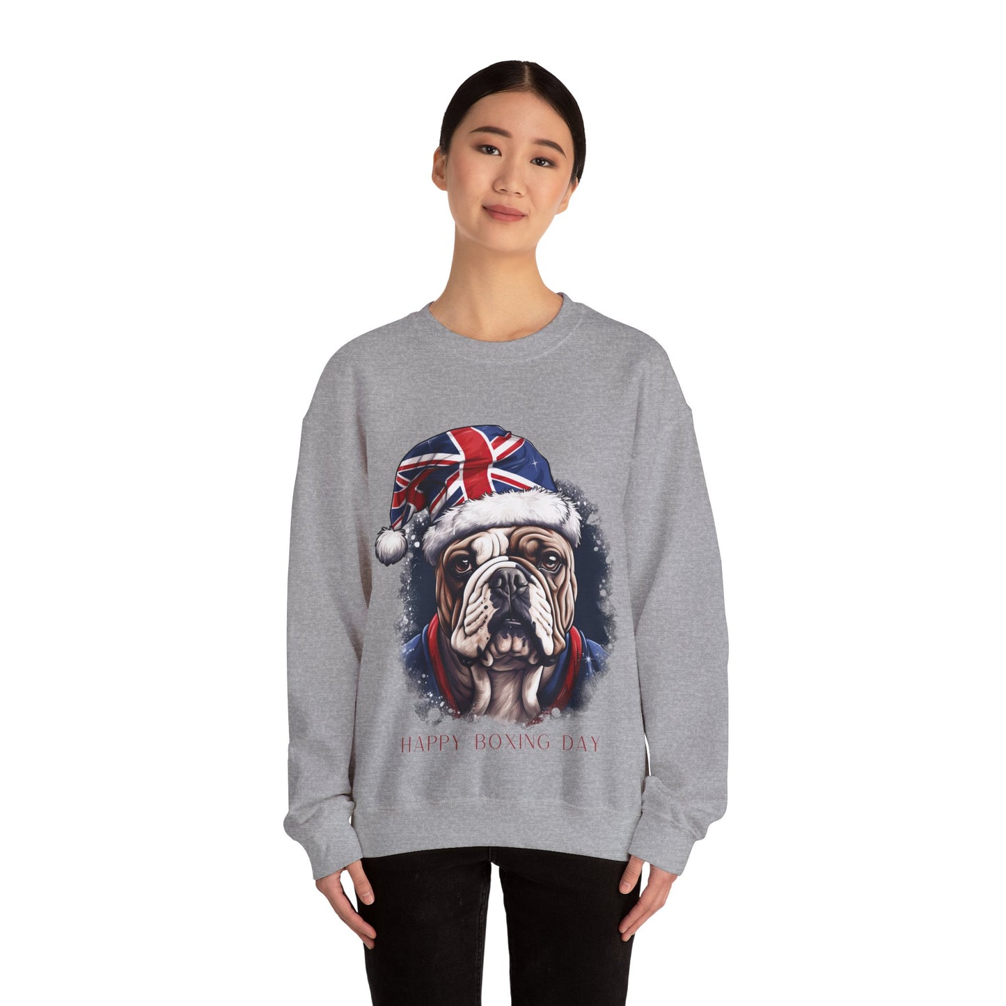 Happy Boxing Day - British English Bulldog - Happy Boxing Day- Christmas Unisex Long Sleeve Jersey Cotton Shirt Mens Womens Sweatshirt Sweat Shirt