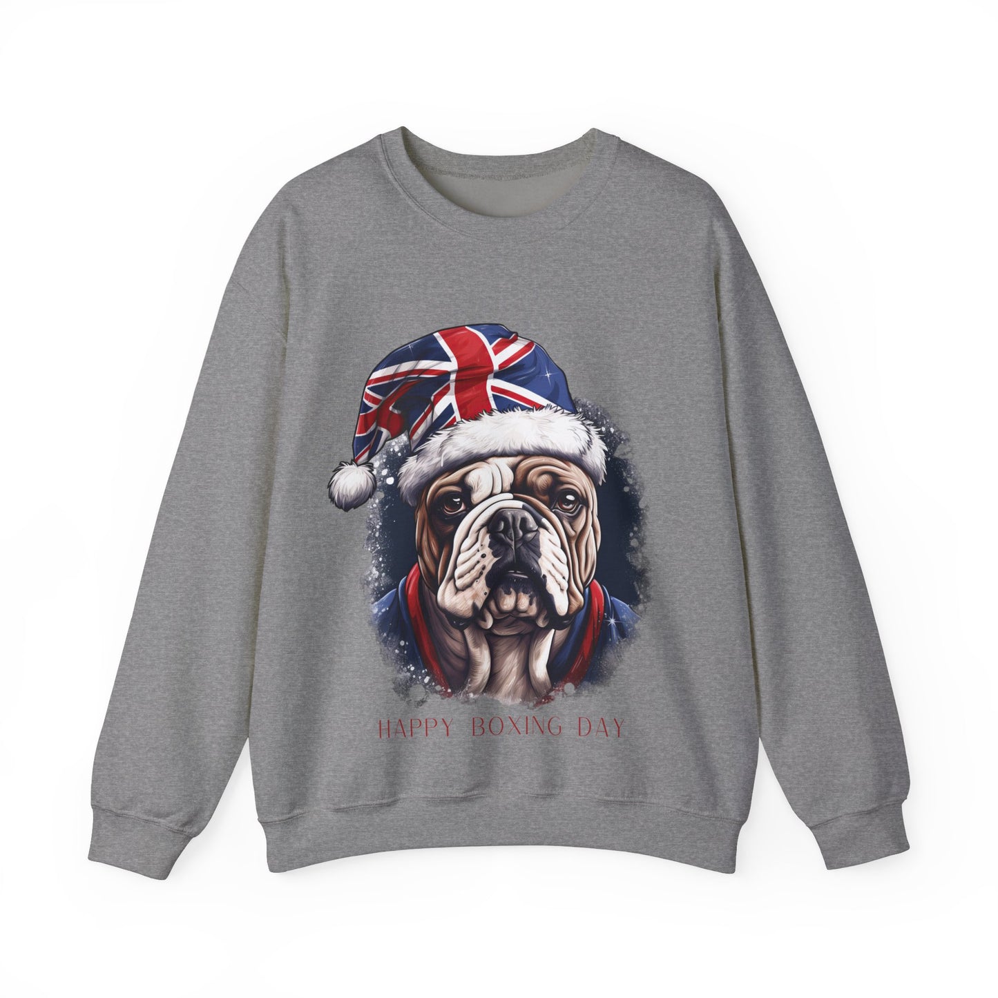 Happy Boxing Day - British English Bulldog - Happy Boxing Day- Christmas Unisex Long Sleeve Jersey Cotton Shirt Mens Womens Sweatshirt Sweat Shirt