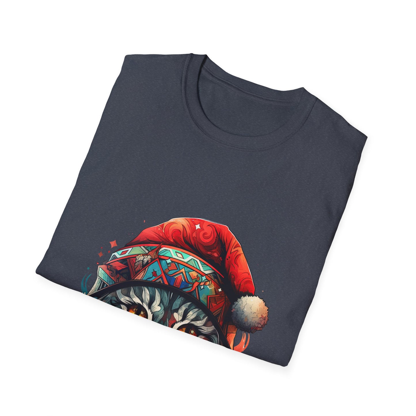 Santa Cats in Christmas Hat Holiday Christmas Cat Shirt, Cat Lover's Graphic Tee Graphic Unisex T- Shirt, T-Shirt Cat Lovers Gift Softstyle T-Shirt Tee Christmas JumperTeeshirt Stylized Cat