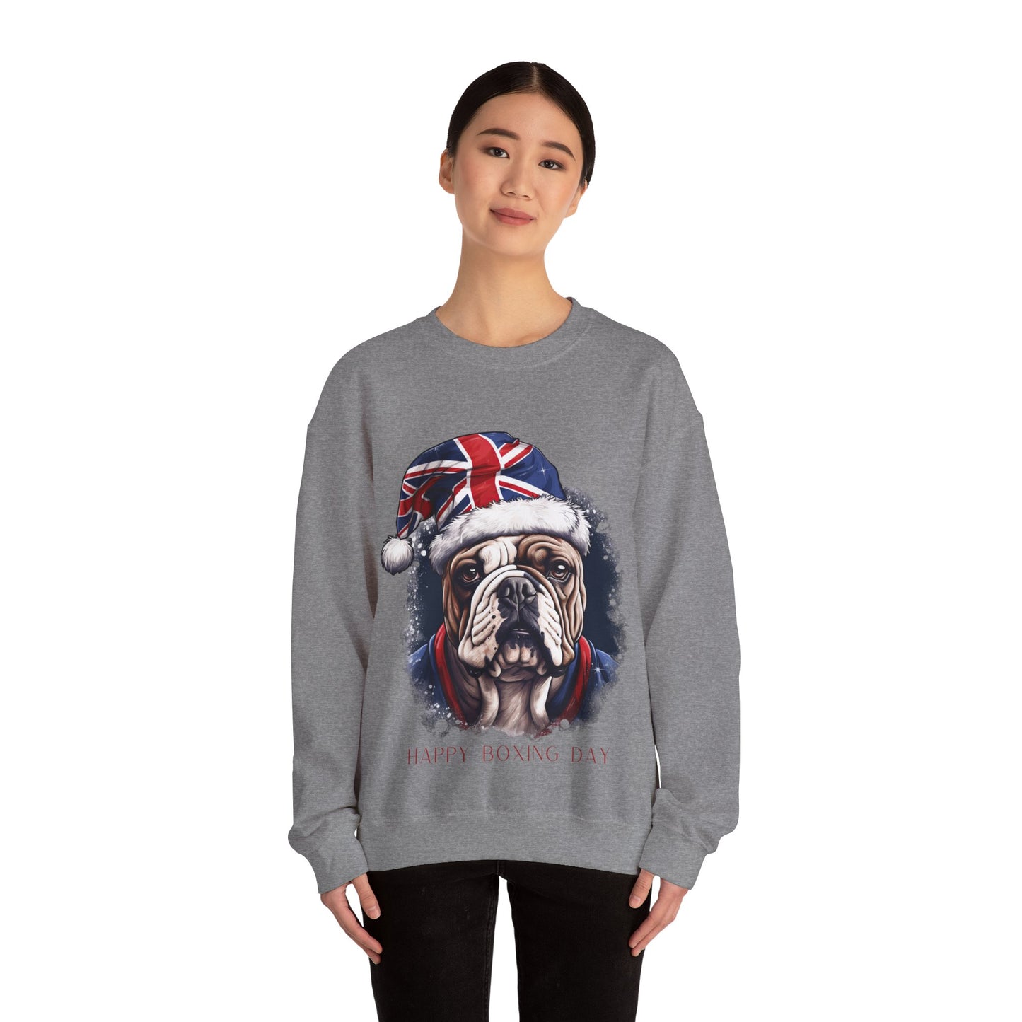 Happy Boxing Day - British English Bulldog - Happy Boxing Day- Christmas Unisex Long Sleeve Jersey Cotton Shirt Mens Womens Sweatshirt Sweat Shirt