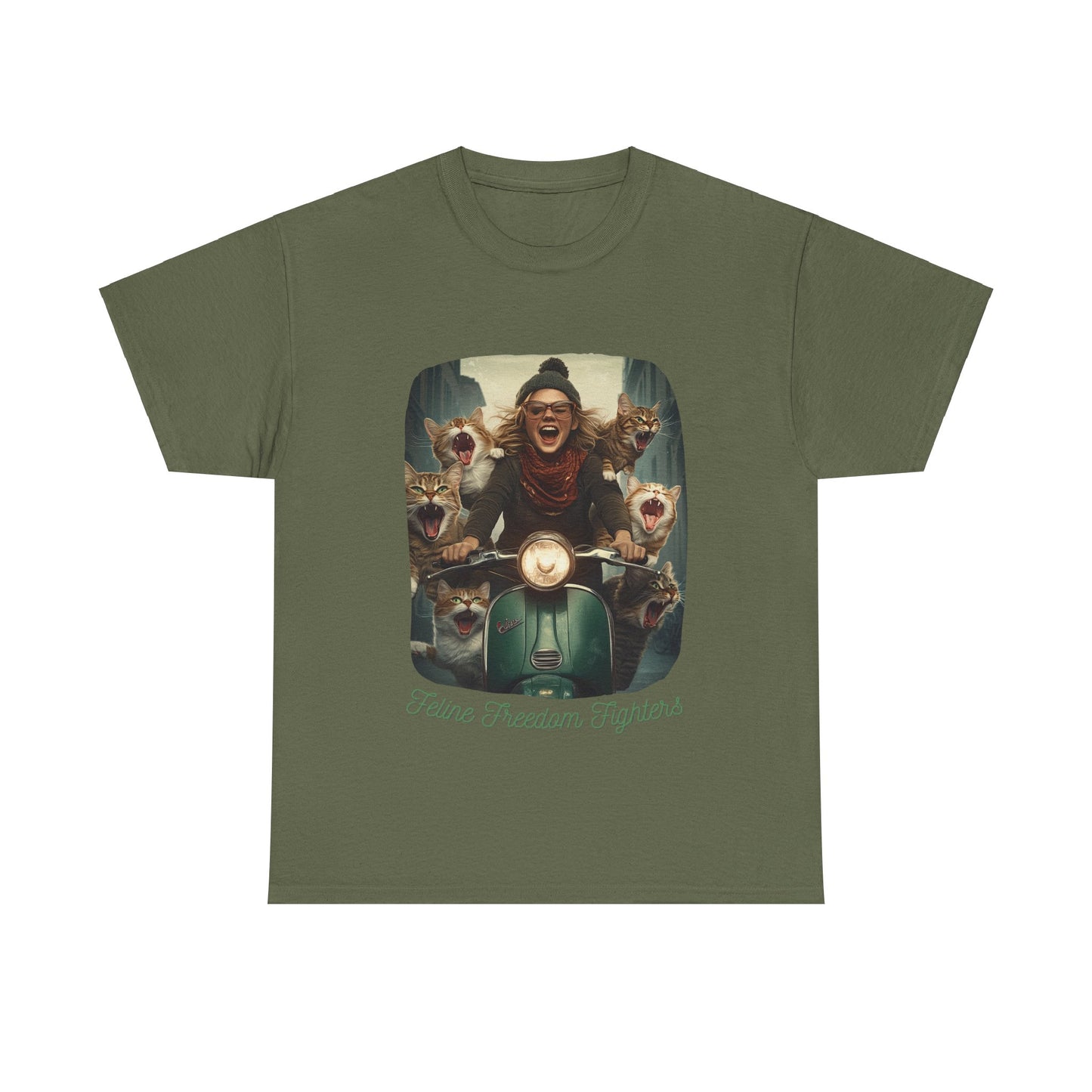 Childless Cat Lady Shirt - "Feline Freedom Fighters" - Say NO to Ignorance-Unisex Heavy Cotton Tee