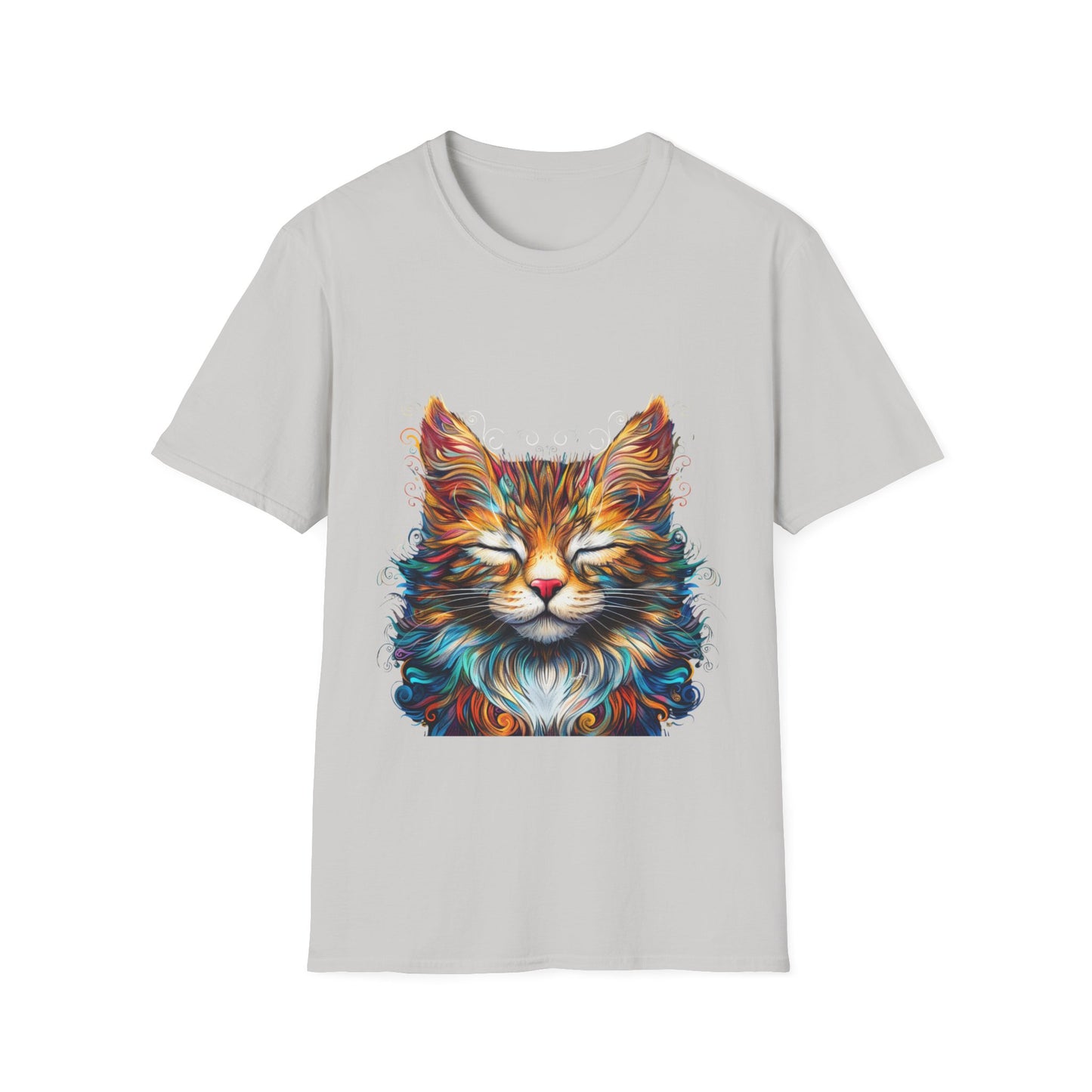 Chill Vibe Meditating Cat Shirt, Cat Lover's Graphic Tee Graphic Unisex T- Shirt, T-Shirt Cat Lovers Gift Softstyle T-Shirt Tee Teeshirt Stylized Cat