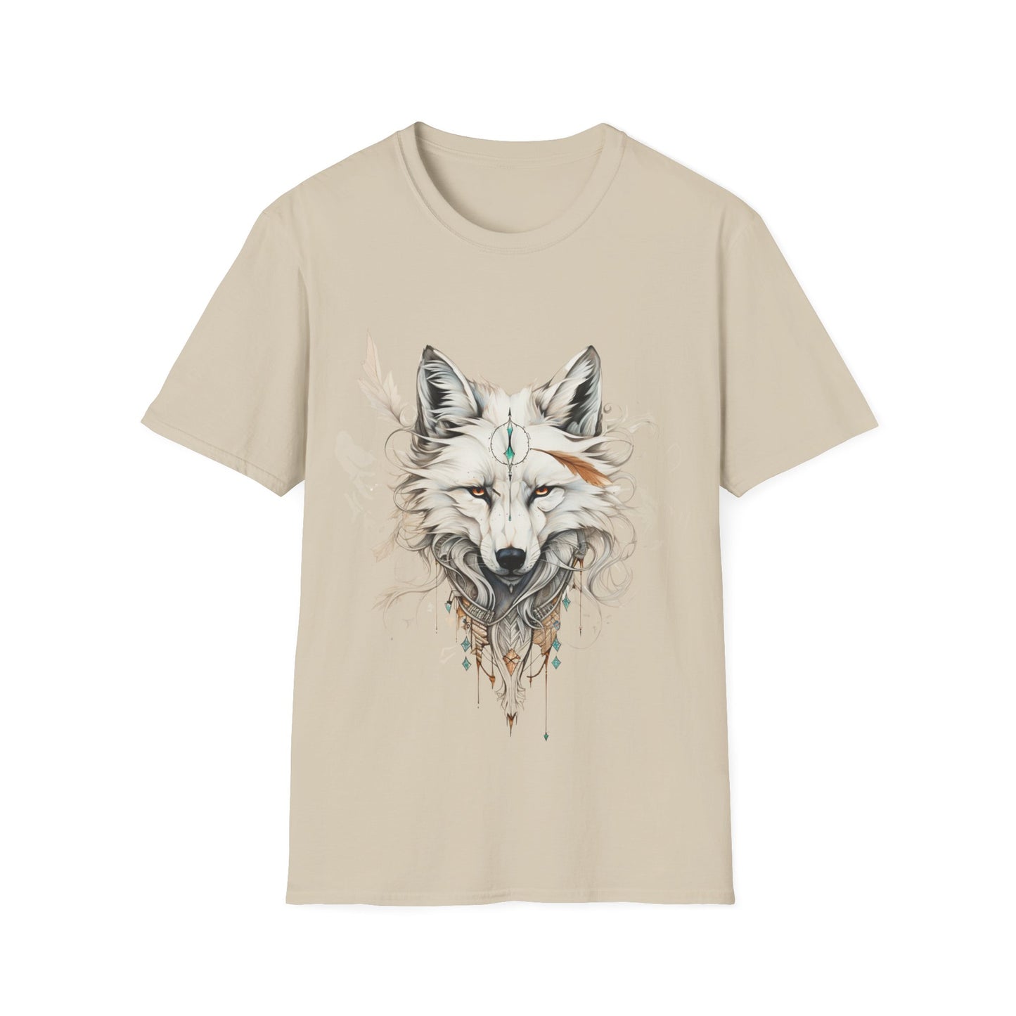 White Snow Fox Shirt, Fox Lover's Gift, Unisex Tee Shirt, T-Shirt Fox Totem Spirit Medicine Softstyle T-Shirt Tee Teeshirt White Fox