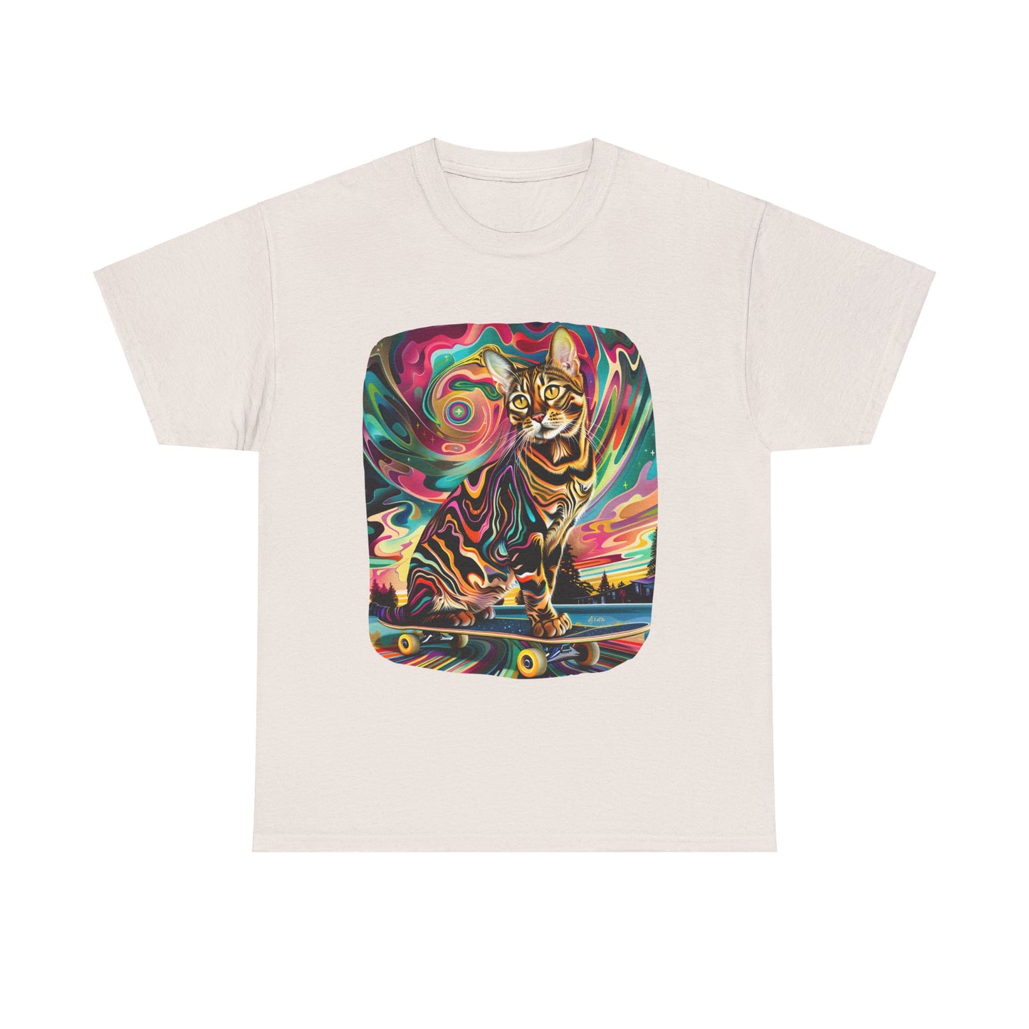 Skateboard Cat, Skater Cat Art Gift - Cool Cats Unisex Heavy Cotton Tee T-Shirt