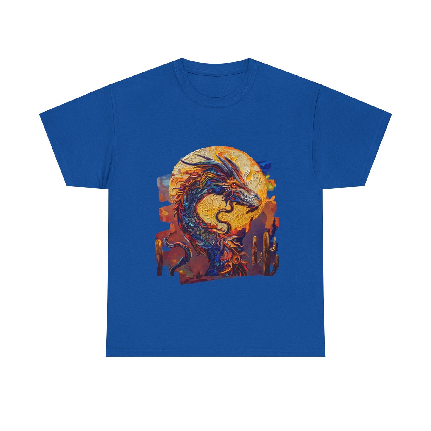 Desert Solar Dragon Graphic Tee - Dragon T-shirt - Dragon Lovers Unisex Heavy Cotton Tee T-Shirt