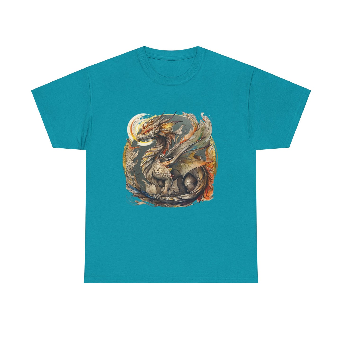 Flying Dragon Graphic Tee - Dragons and Ancestors - Dragon Lovers Unisex Heavy Cotton Tee T-Shirt