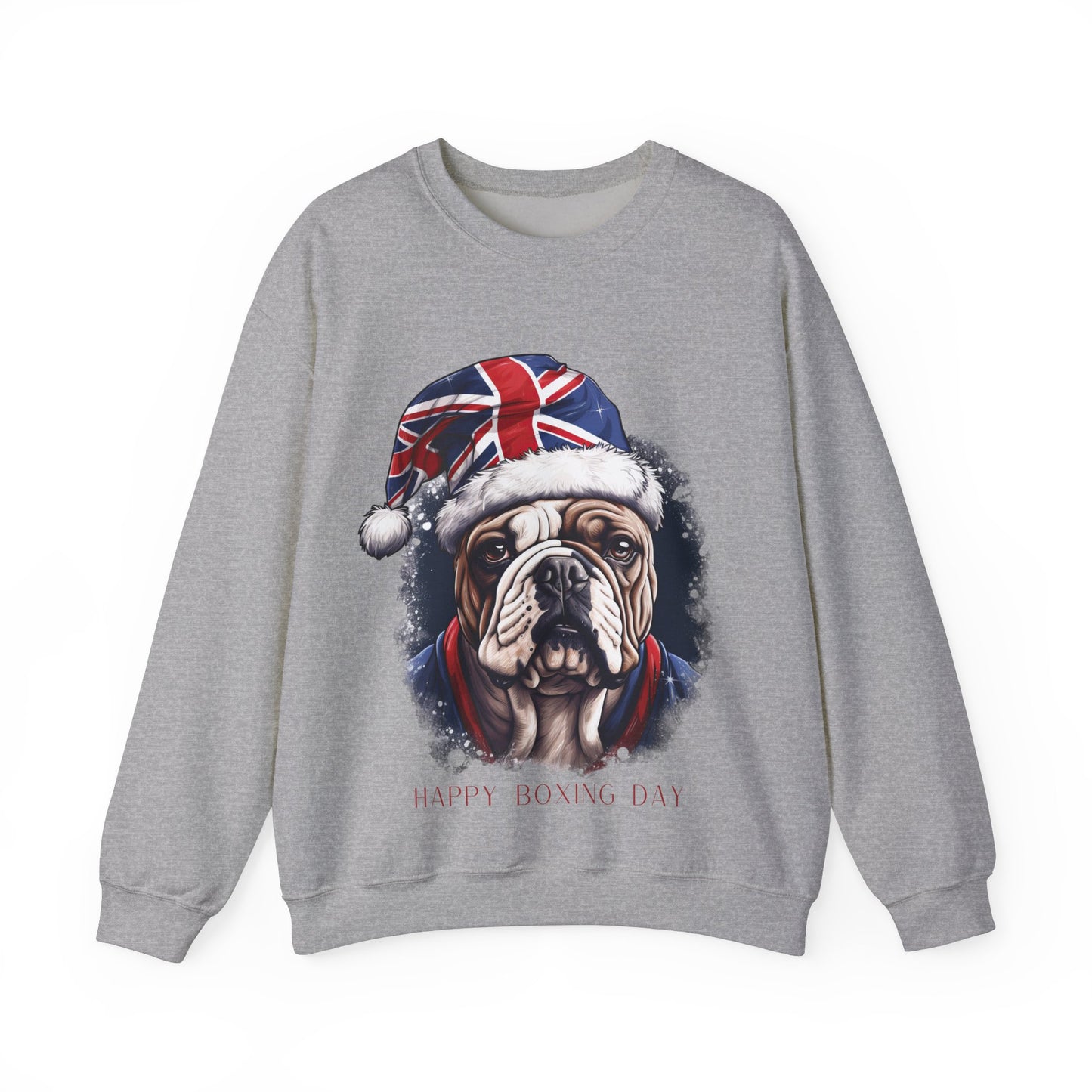 Happy Boxing Day - British English Bulldog - Happy Boxing Day- Christmas Unisex Long Sleeve Jersey Cotton Shirt Mens Womens Sweatshirt Sweat Shirt