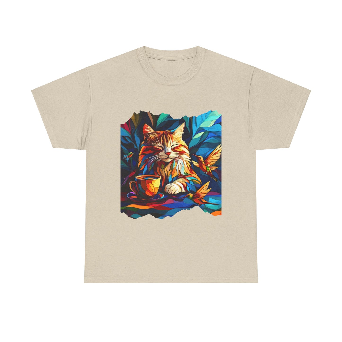 Coffee Cat - (V4) Cats and Coffee , Tea Shirt - T-shirt Coffee Lover - Cat Lover Unisex Heavy Cotton Tee T-Shirt