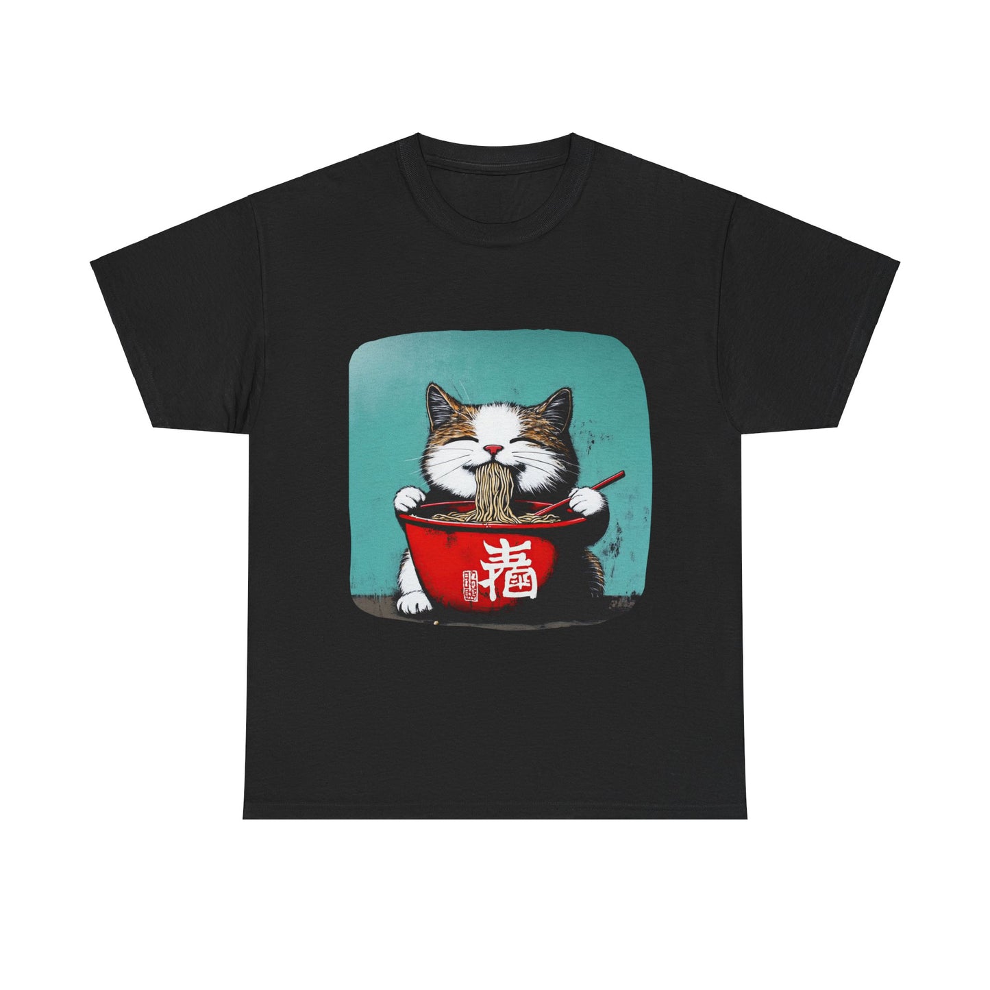 Ramen Cat, Cats and Ramen, Ramen Art Gift - Cute Cats Unisex Heavy Cotton Tee T-Shirt