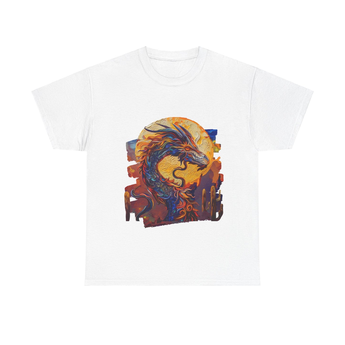 Desert Solar Dragon Graphic Tee - Dragon T-shirt - Dragon Lovers Unisex Heavy Cotton Tee T-Shirt