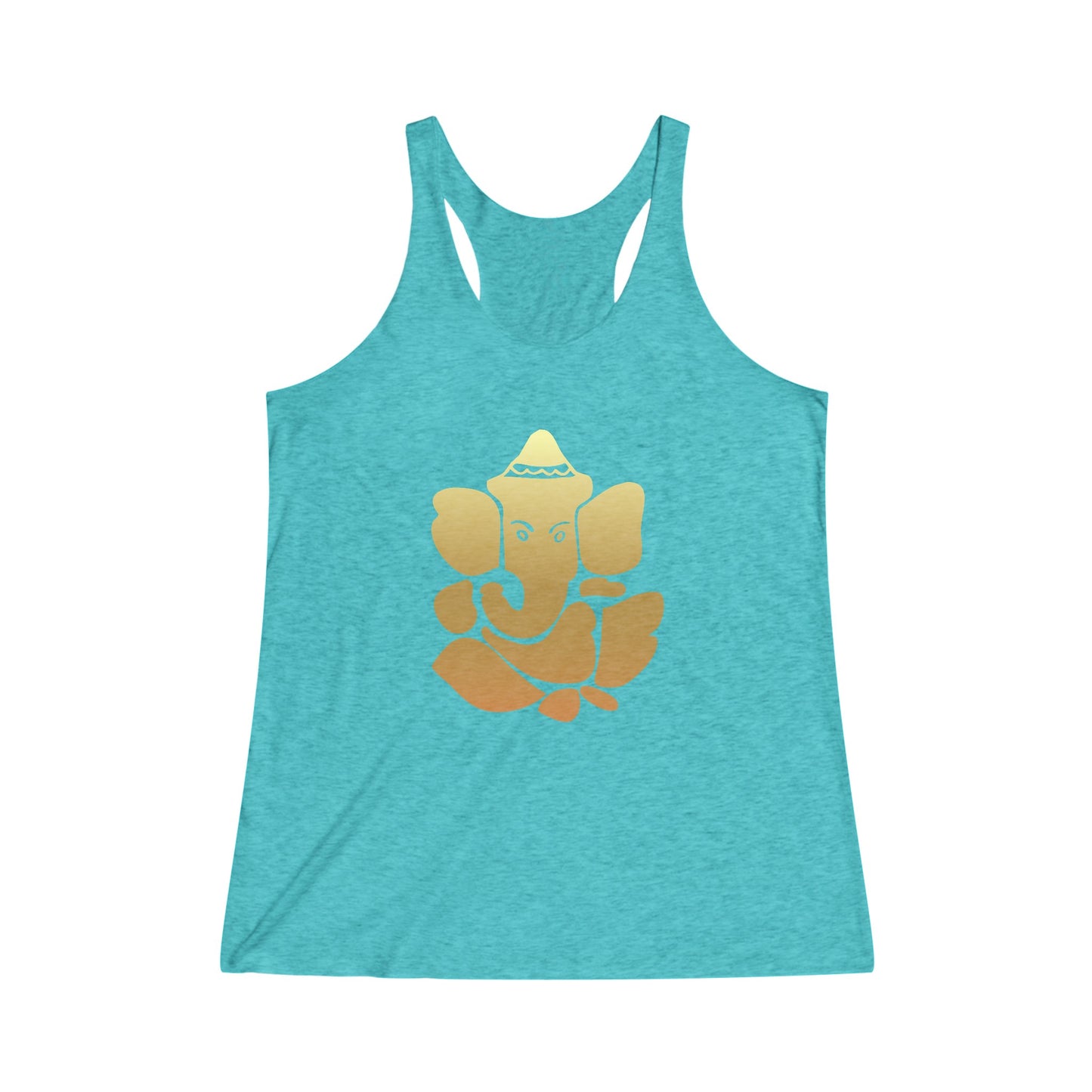 Golden Ganesha Tee, Ganesh, Remover of Obstacles, Women's Yoga Athletic Racerback Tank Top Shirt