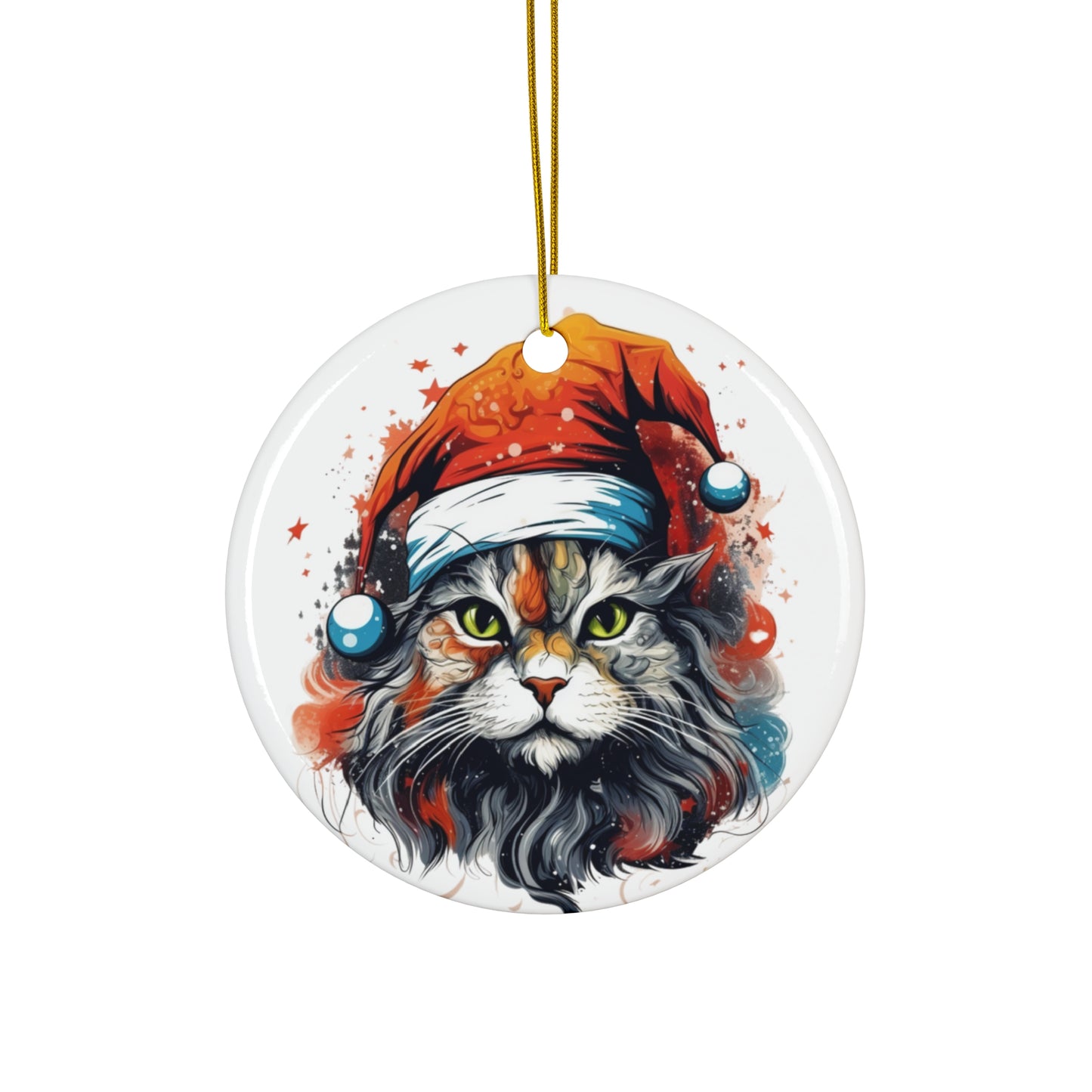 Santa Cat, Cat in Santa Hat, Cat Lovers, Cat Mom, Cat Dad, Cats Christmas Tree Gift, Christmas Ornament, Ceramic Naughty Cat Lovers Gift