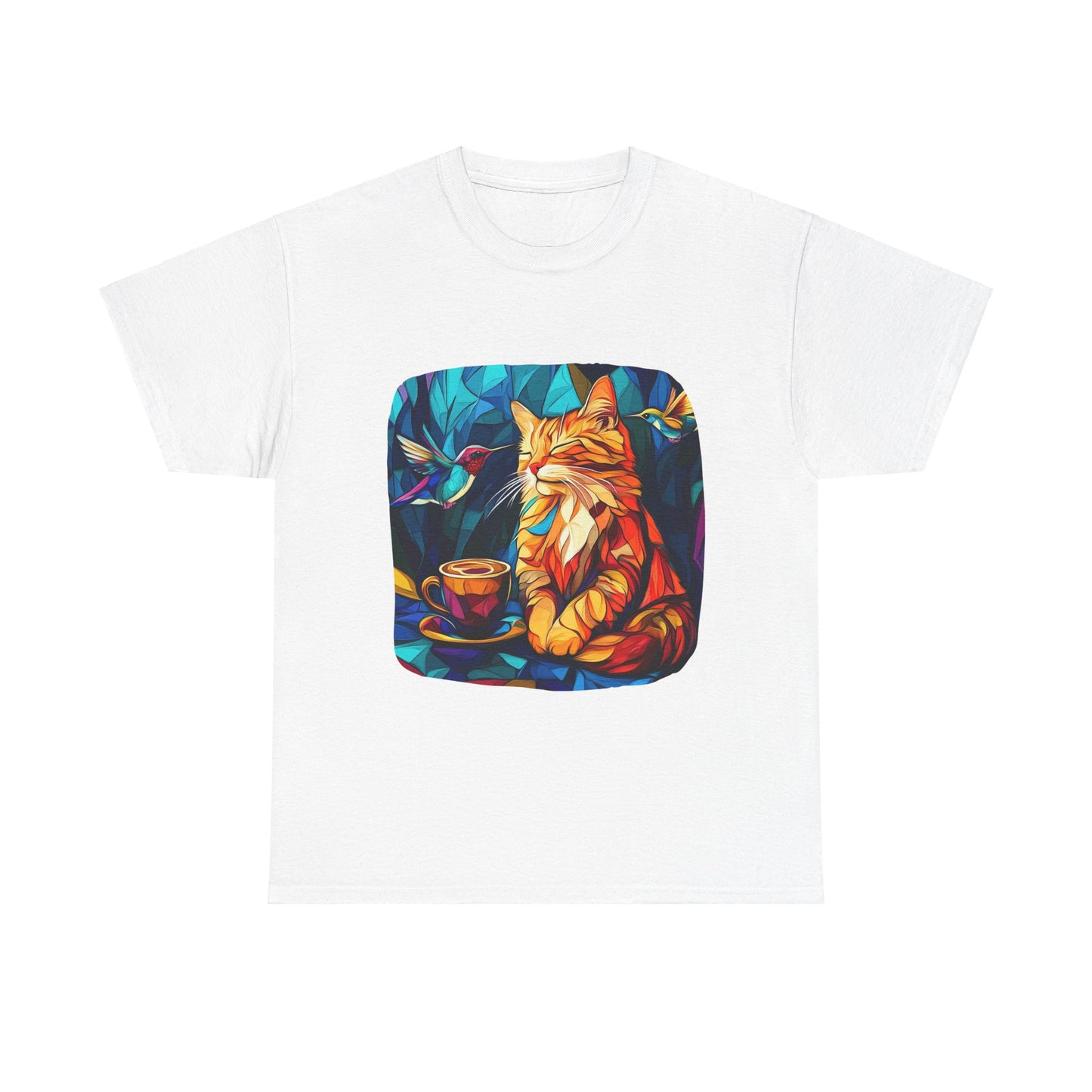 Coffee Cat (V2) - Cats and Coffee , Tea Shirt - T-shirt Coffee Lover - Cat Lover Unisex Heavy Cotton Tee T-Shirt