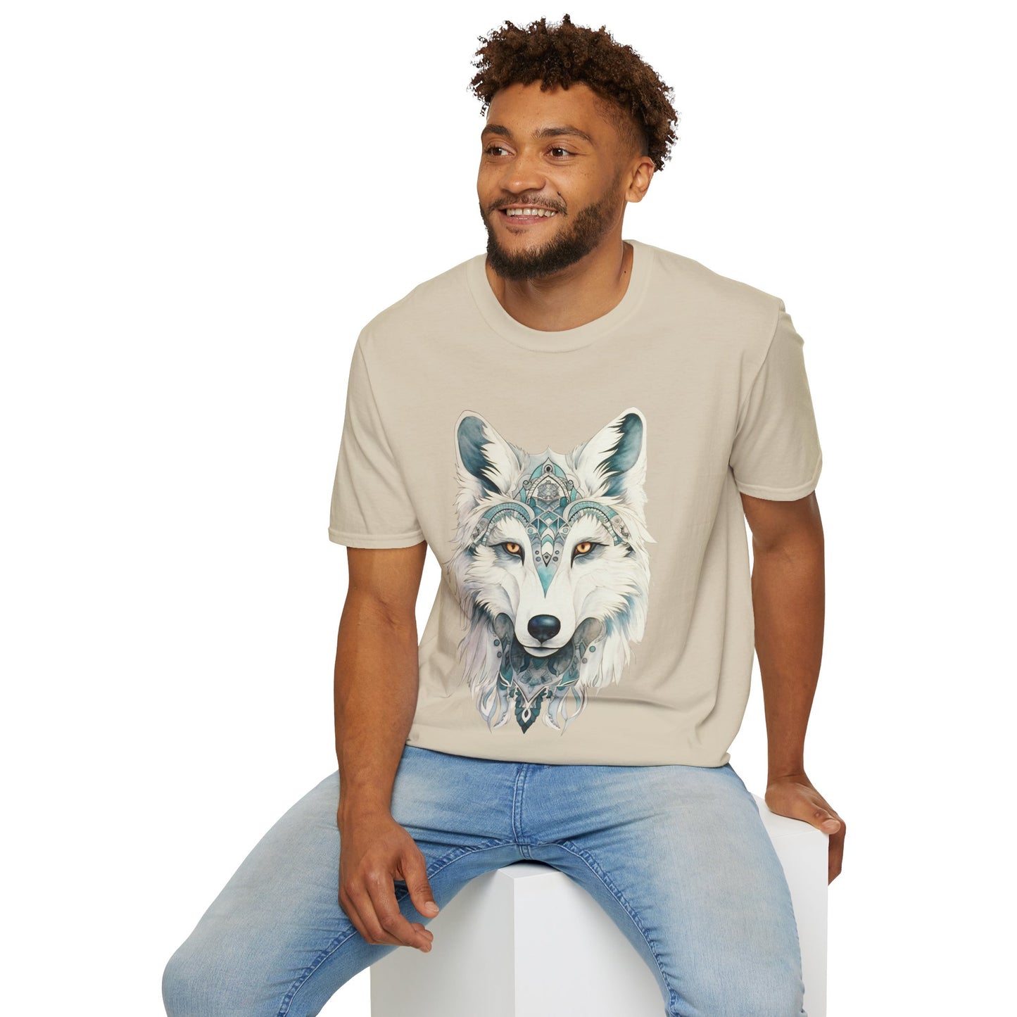 Snow Wolf, White Wolf Shirt, Lone Wolf Gift Unisex Tee Shirt, T-Shirt Wolf Totem Spirit Medicine Softstyle T-Shirt Tee Teeshirt