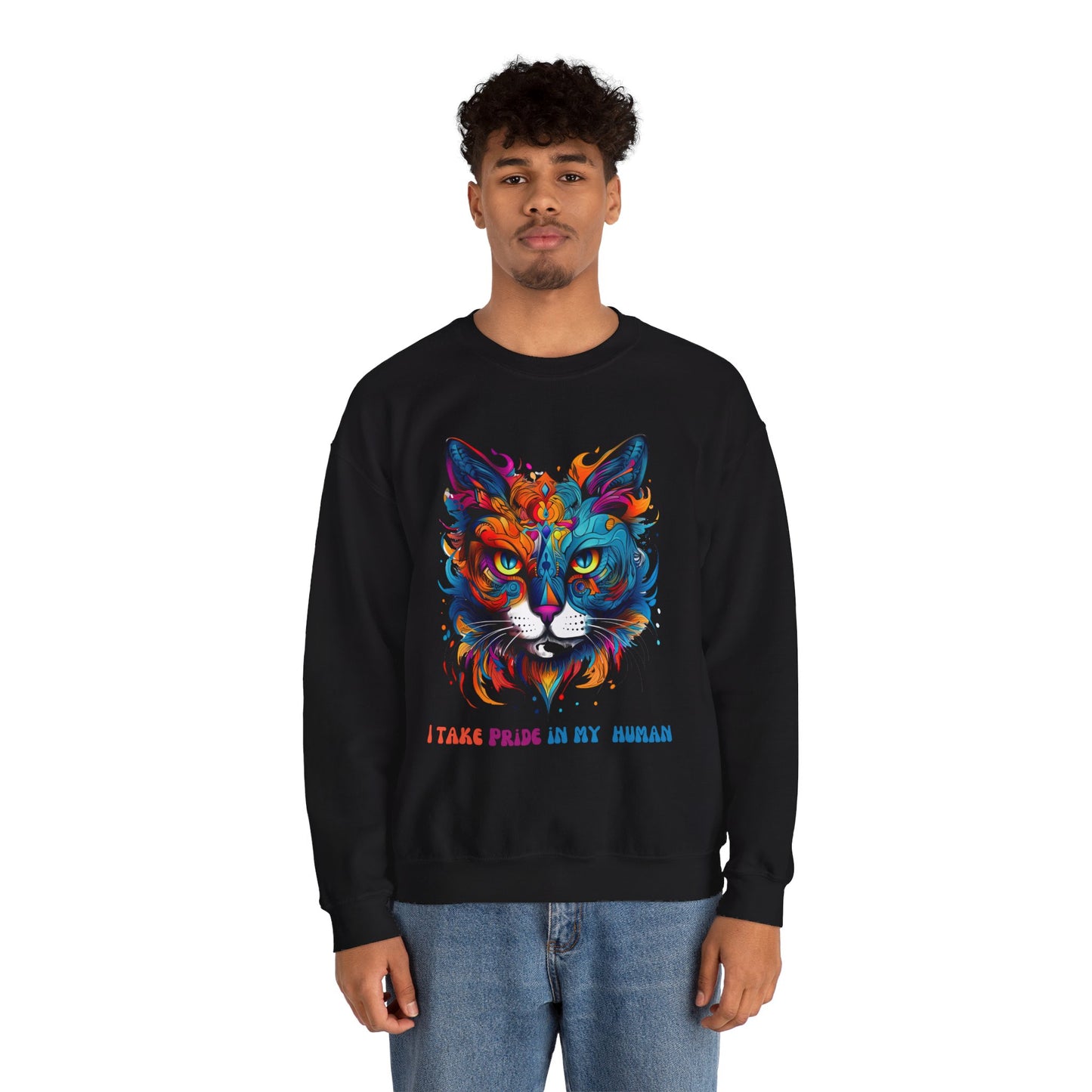 "I Take Pride in My Human" Pride Cat Sweatshirt, Cat Lovers Gift, Kitty Cat LGBTQ+ Shirt Unisex Sweatshirt Sweat Shirt, Many Colors
