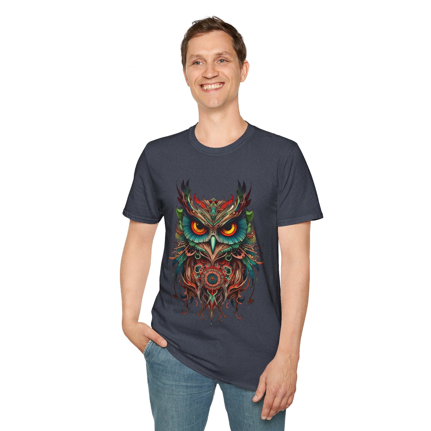 Jeweled Tone Owl, Owl Shirt, Barn Steampunk Owl Unisex Tee Shirt, T-Shirt Softstyle T-Shirt Tee Teeshirt