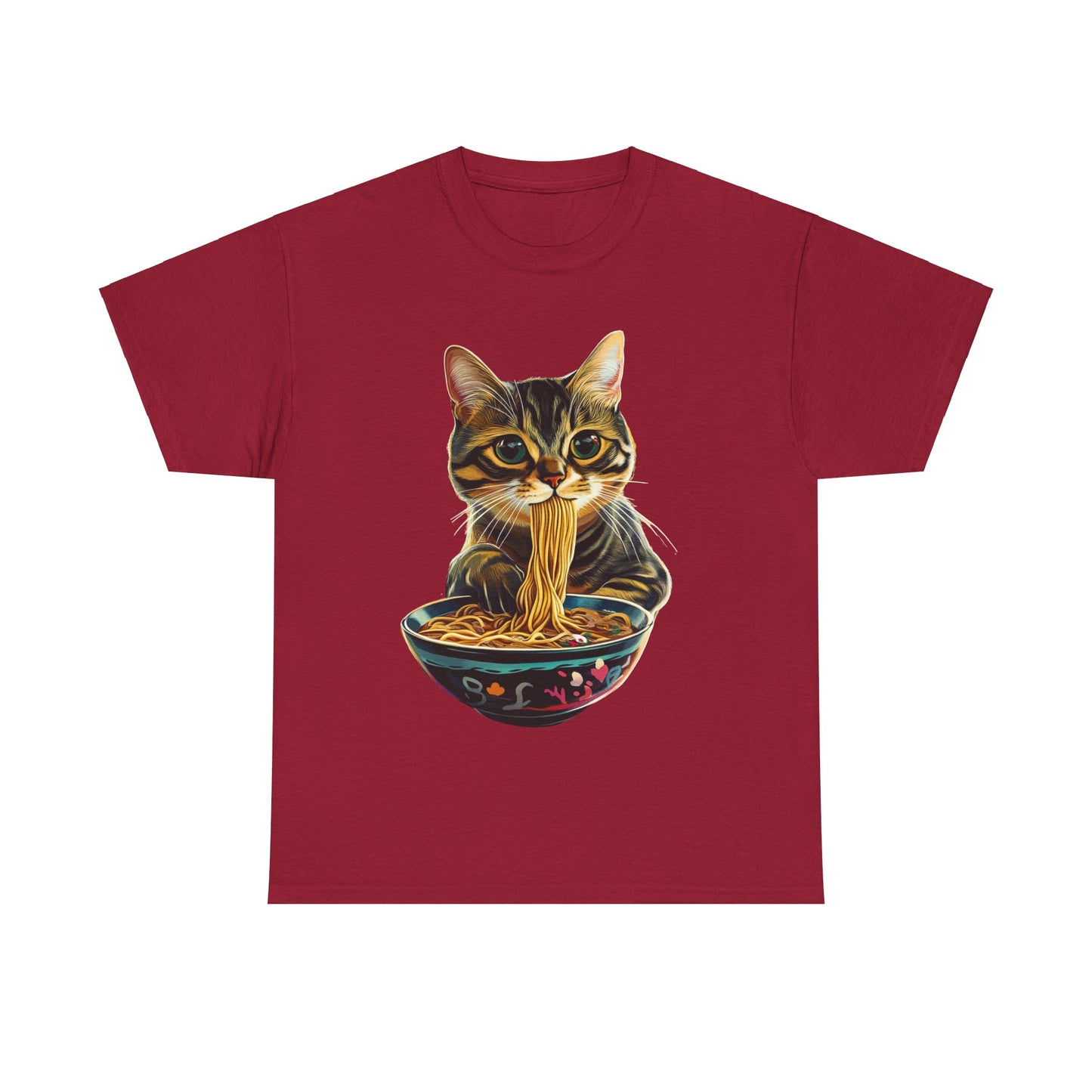 Ramen Cat (Ver 3) Cats and Ramen, Ramen Art Gift - Cute Cats Unisex Heavy Cotton Tee T-Shirt