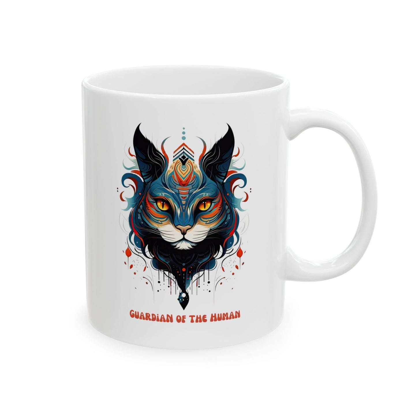 Guardian of the Human Cat Mug, Christmas Gift Mug, Cat Lover Cat Enthusiast Printed Ceramic Mug 11oz