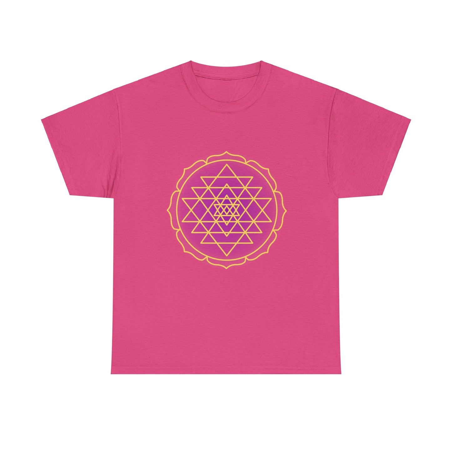 Sri Yantra, Purple Glow, Shree Yantra, Shri Chakra Nava Chakra Shirt - Graphic Tee - Yoga, Zen, Hindu Gifts Unisex Heavy Cotton Graphic Tee T-Shirt