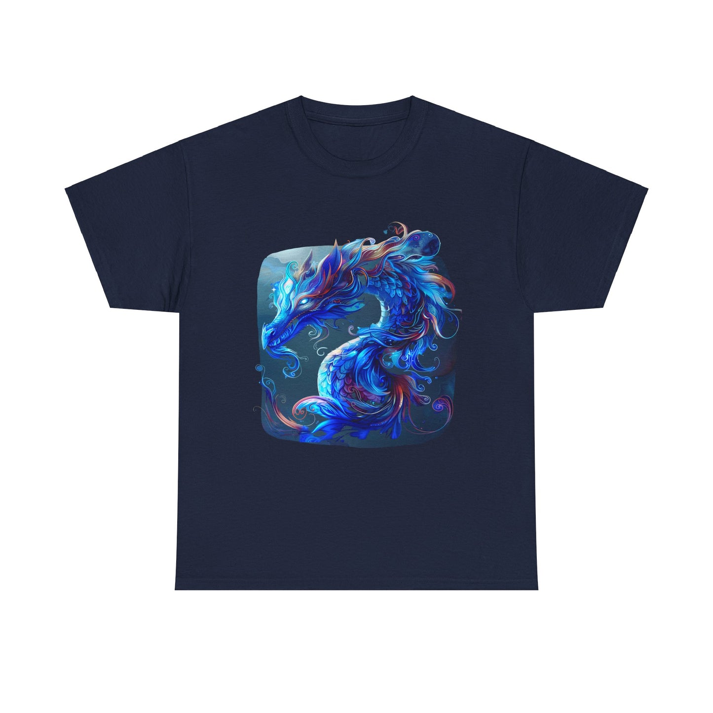 Blue Water Dragon Graphic Tee - Dragons T-shirt - Dragon Lovers Unisex Heavy Cotton Tee T-Shirt