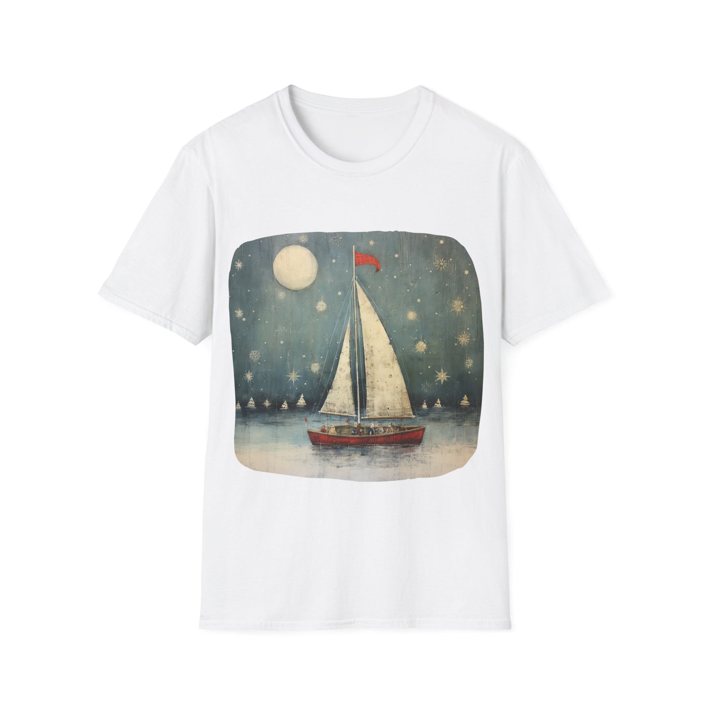 Christmas Nautical, Sailing Lover's Christmas Gift Unisex Tee Shirt, T-Shirt Sailing Gift Softstyle T-Shirt Tee Teeshirt Nautical Florida