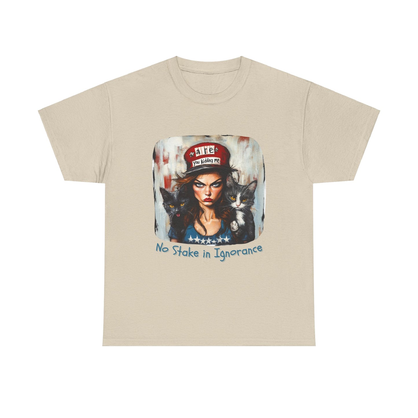 Childless Cat Lady Shirt - "No Stake in Ignorance" - , Say NO to Ignorance - Unisex Heavy Cotton Tee