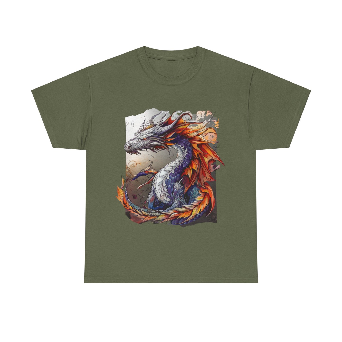Purple Ancestor Dragon Graphic Tee - Dragon T-shirt - Dragon Lovers Unisex Heavy Cotton Tee T-Shirt