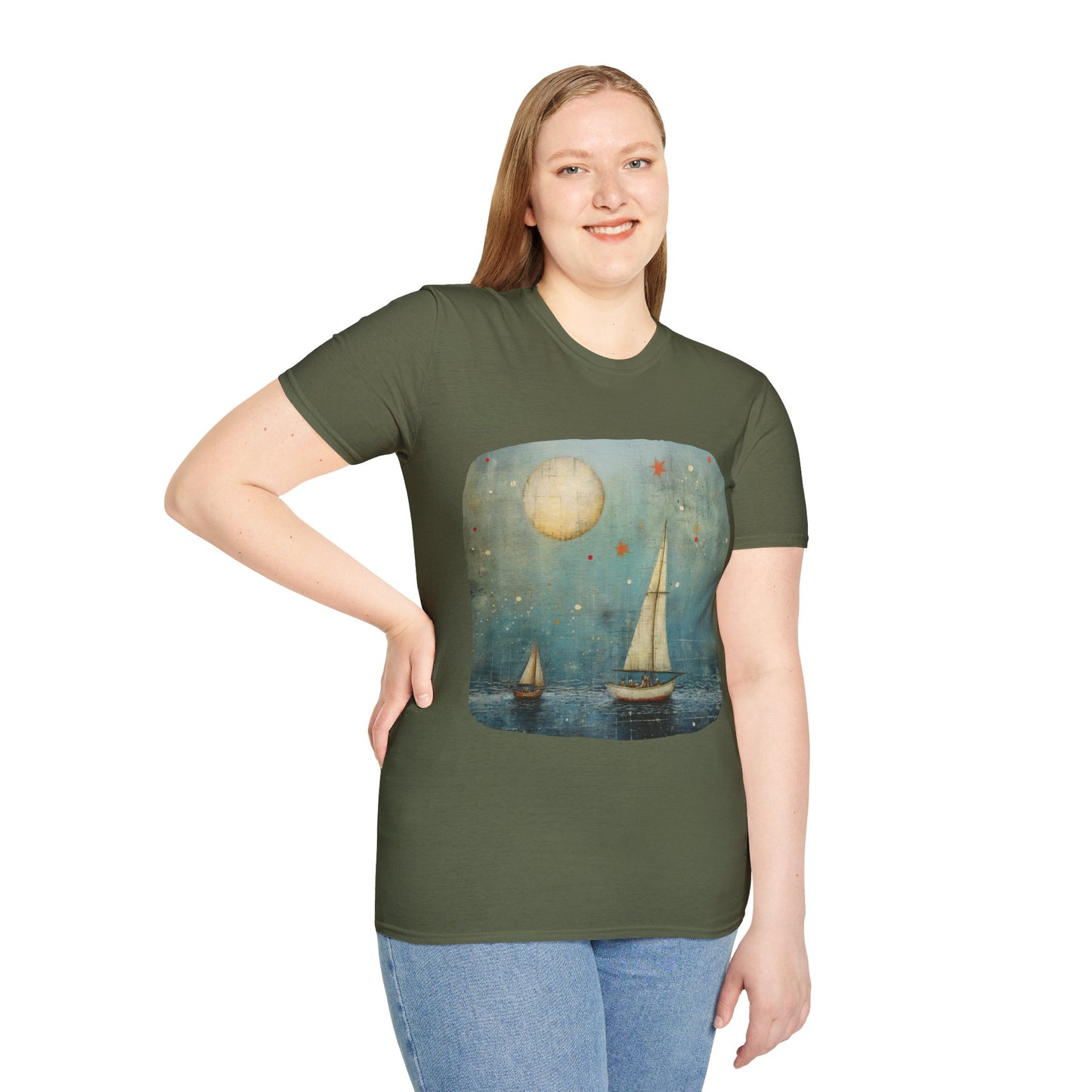 Nautical, Sailing Lover's Peaceful Seas Unisex Tee Shirt, T-Shirt Sailing Gift Softstyle T-Shirt Tee Teeshirt Nautical Florida Gift