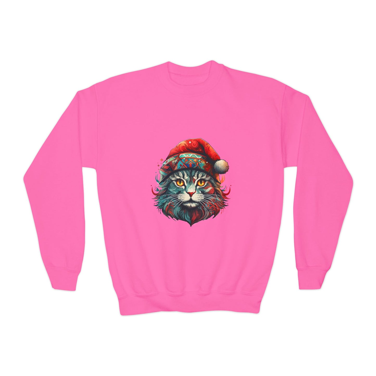 Christmas Cats in Santa Hats- Cats in Santa Hats Kids Sweatshirt - Adorable Youth Crewneck Sweatshirt -Christmas Cat Gift