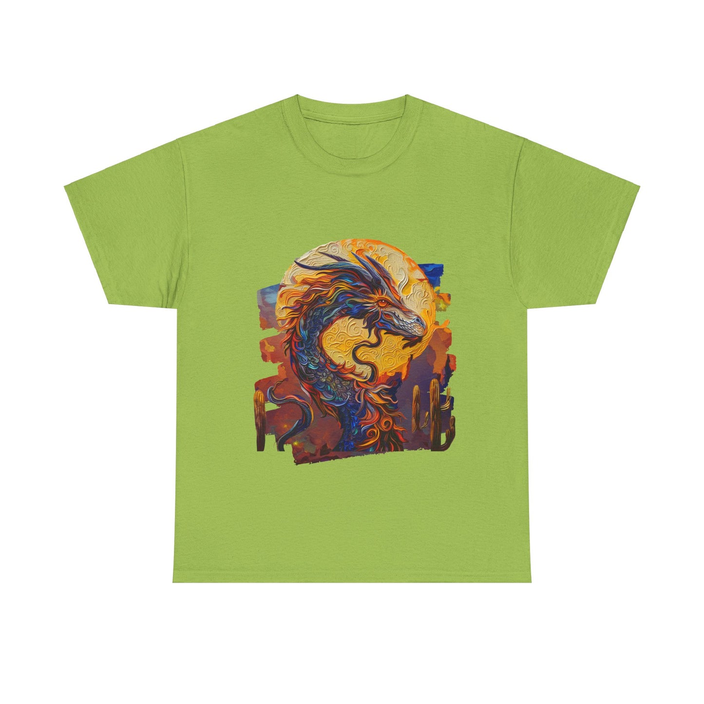 Desert Solar Dragon Graphic Tee - Dragon T-shirt - Dragon Lovers Unisex Heavy Cotton Tee T-Shirt
