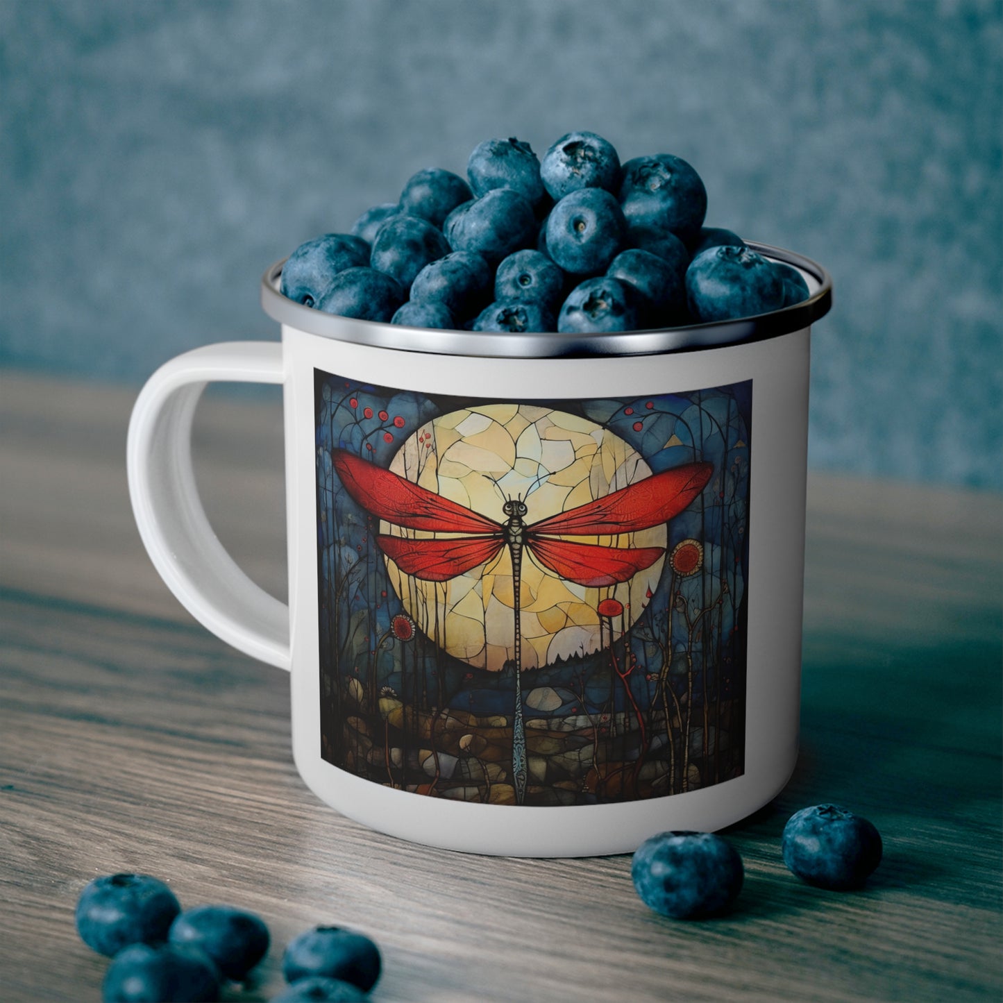 Dragonfly Enamel Camping Mug Dragonfly Gift, Dragonfly Lover's Gift